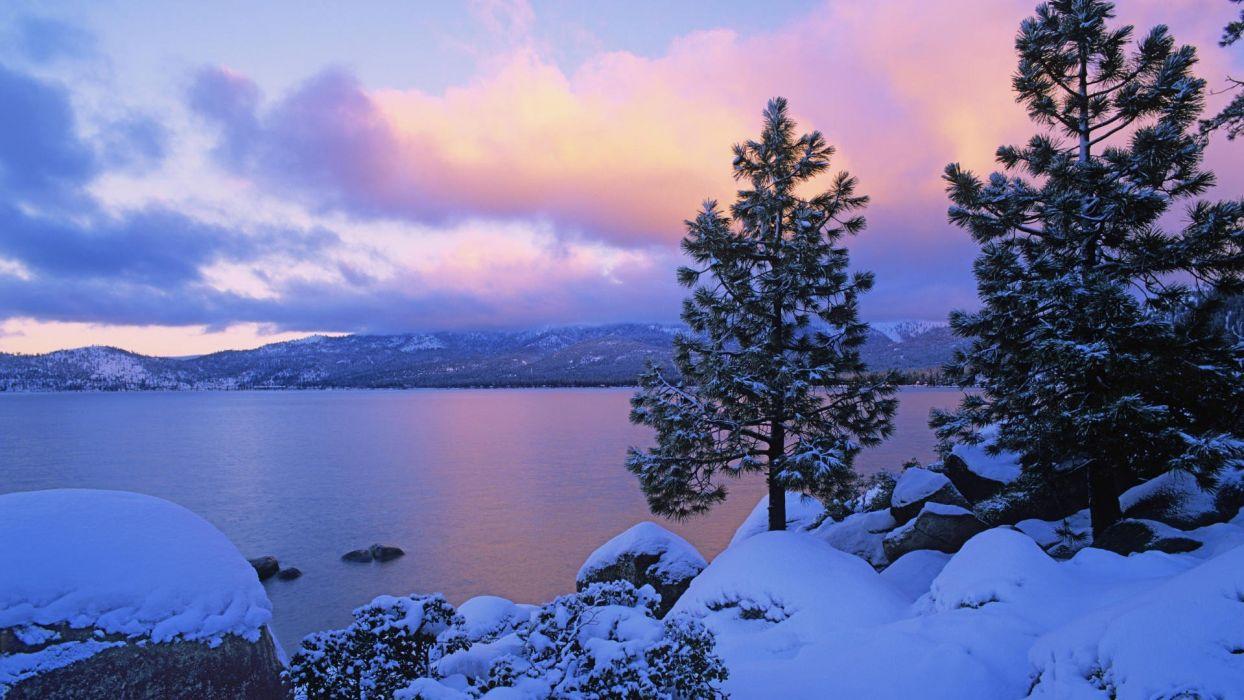 Winter lakes Lake Tahoe colors wallpaperx1080