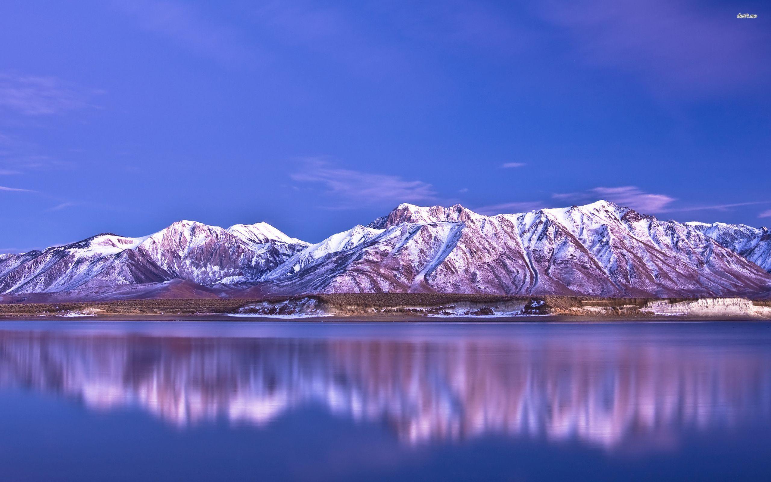 Amazing winter colors by the mountain lake wallpaper