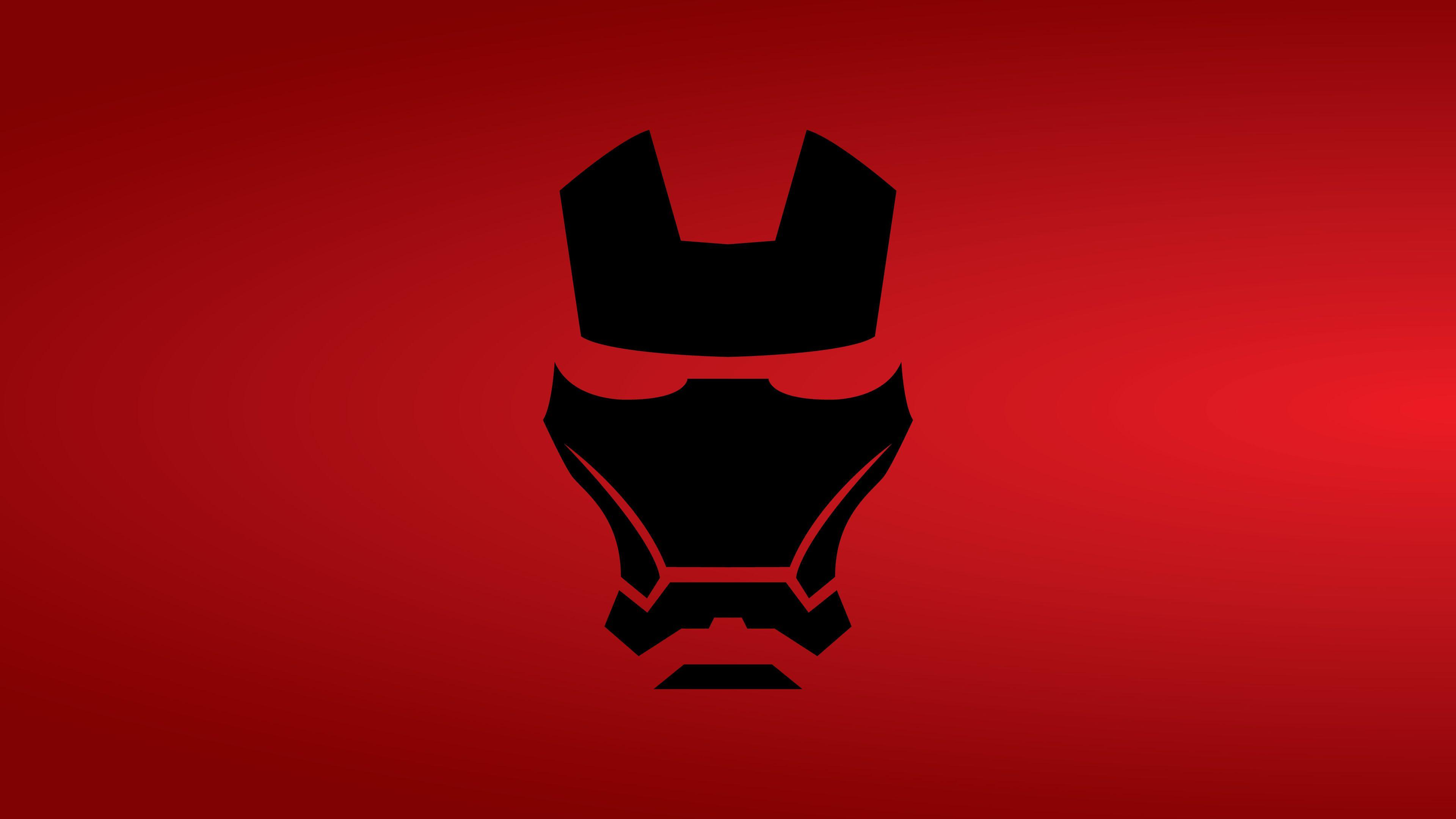 Iron Man Mask Minimalist 4k superheroes wallpaper, red