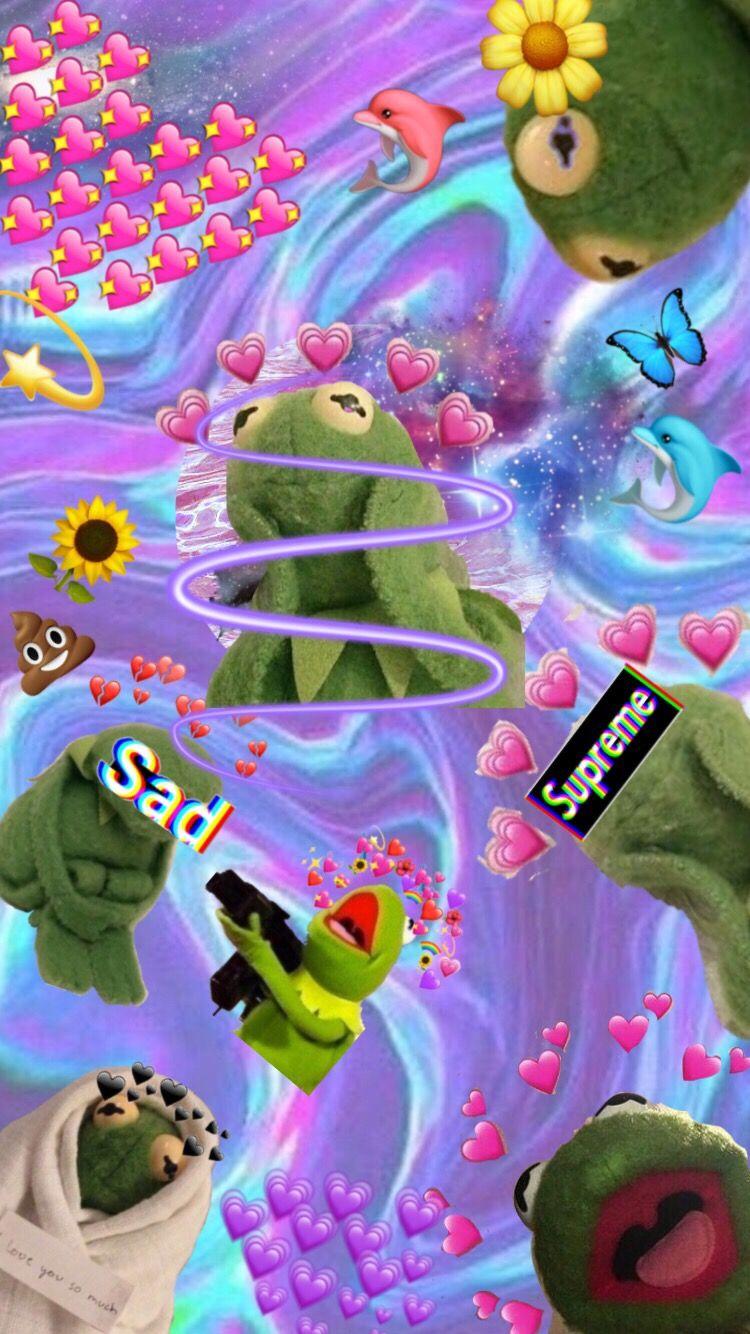 Aesthetic Kermit The Frog Hearts Wallpaper | aesthetic tumblr