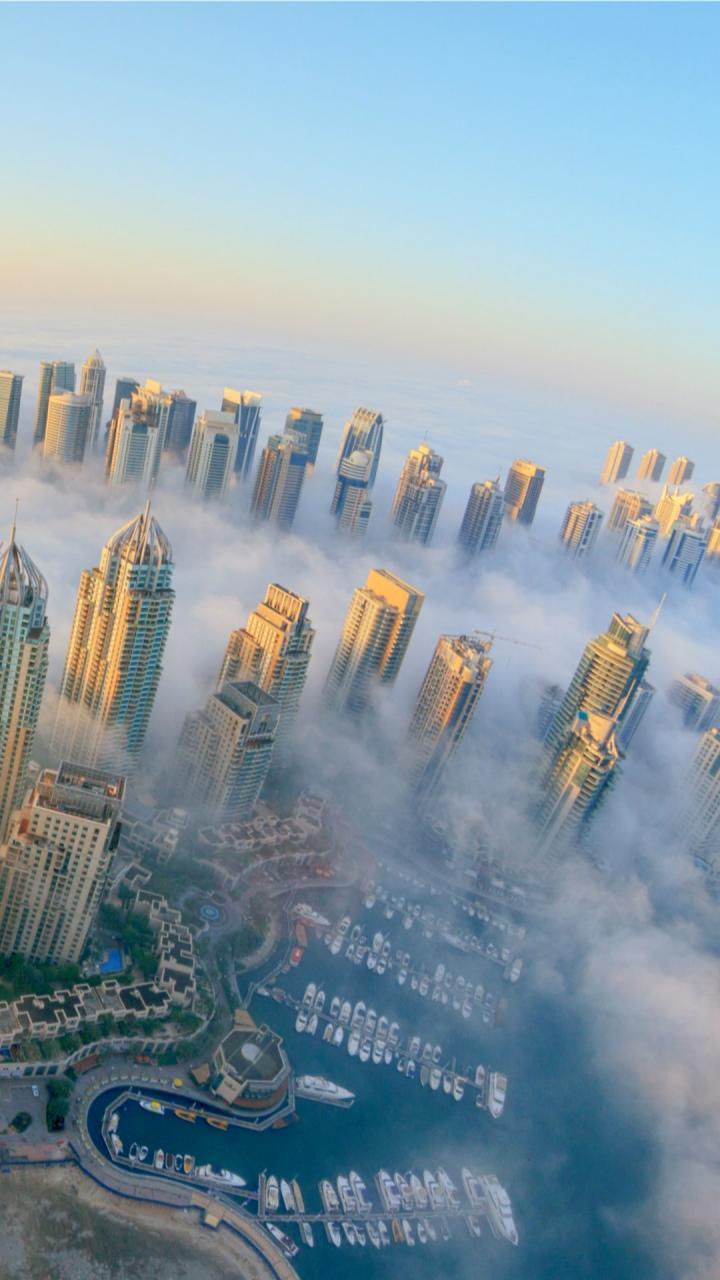 Dubai city fog skyscrapers mobile wallpaper Uber Wallpaper