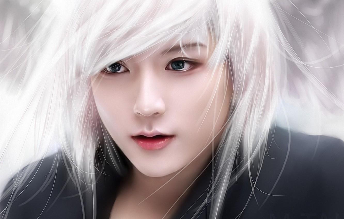 Wallpaper face, guy, white hair, South Korea, South Korea, Asian