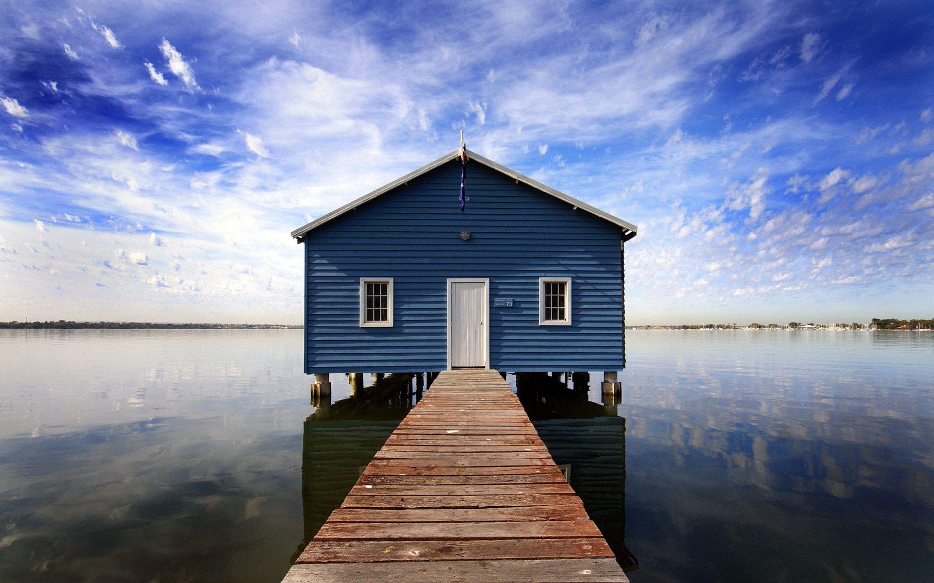 Blue. Western Australia. Water house, House, Home wallpaper