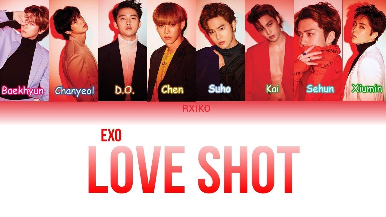 Exo love love love перевод. EXO участники Love shot. Сухо эксо лав шот. Love shot EXO имена. EXO лей Love shot.