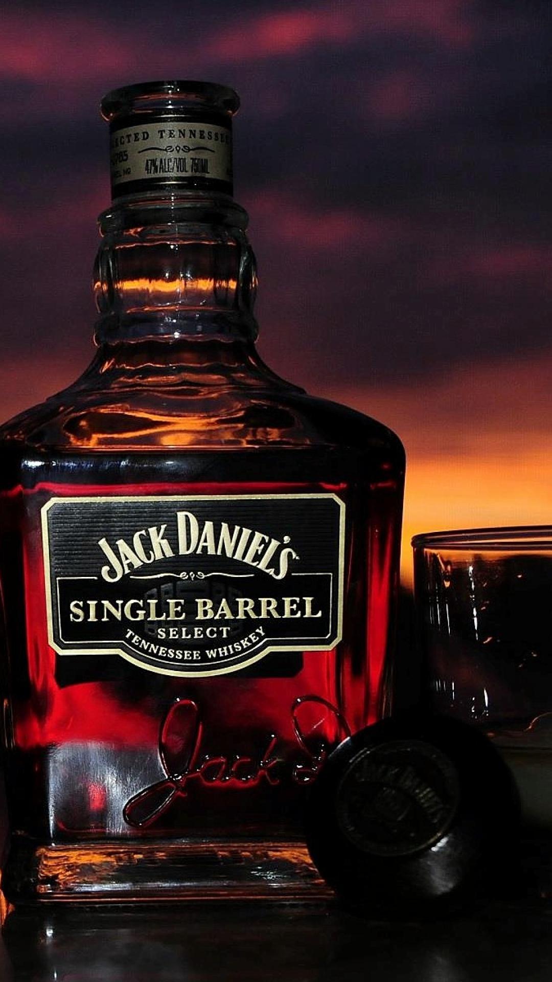 Download HD Jack Daniels Bottle Whiskey Alcohol and Glass In Red