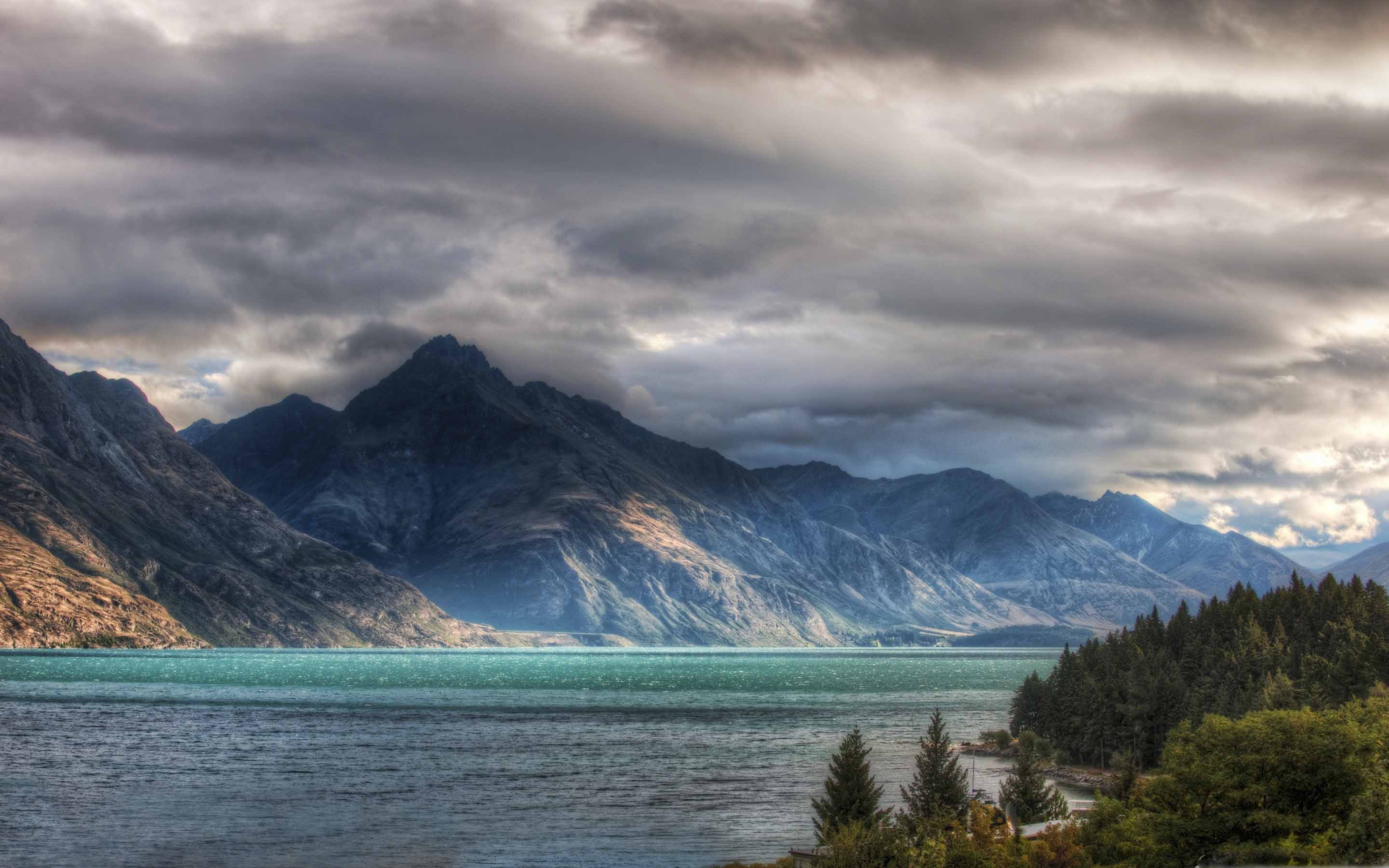 Cloudy Sky Above Mountain Lake Mac Wallpaper Download