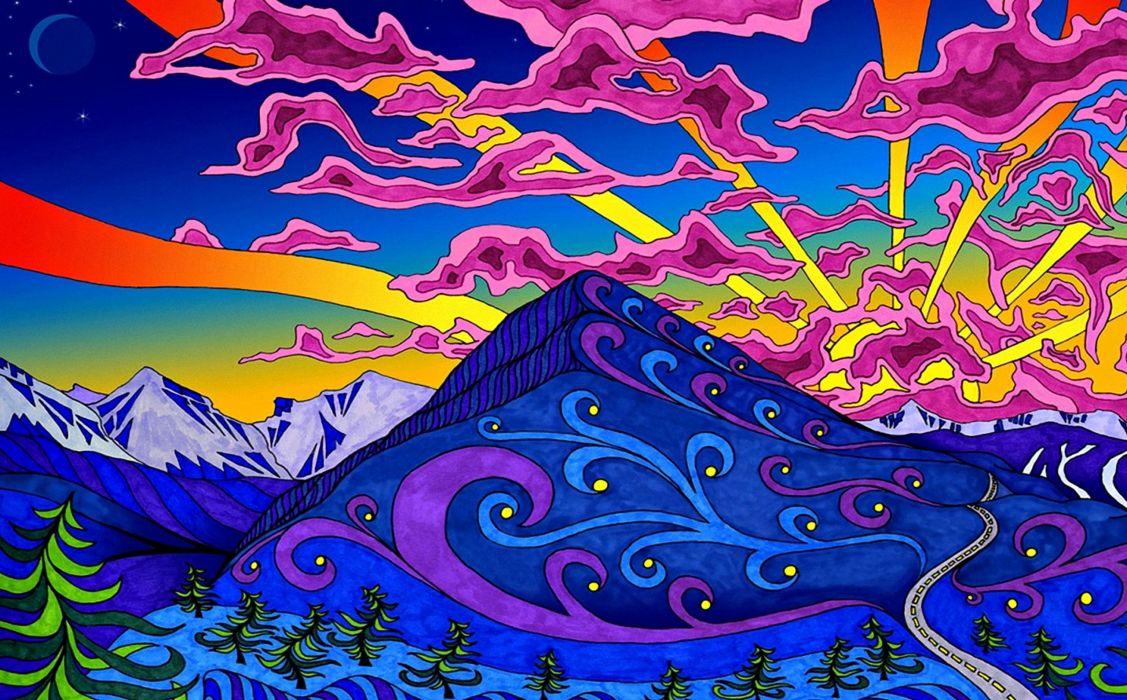 fantasy colorful sky above the mountain wallpaper