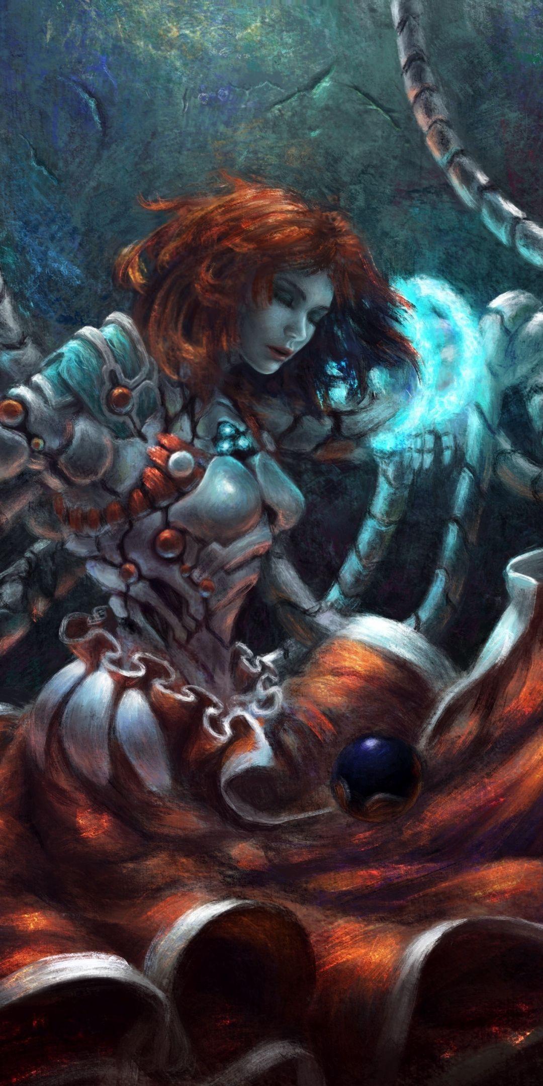 Girl robot, cyborg, fantasy, art, 1080x2160 wallpaper. Cyborgs