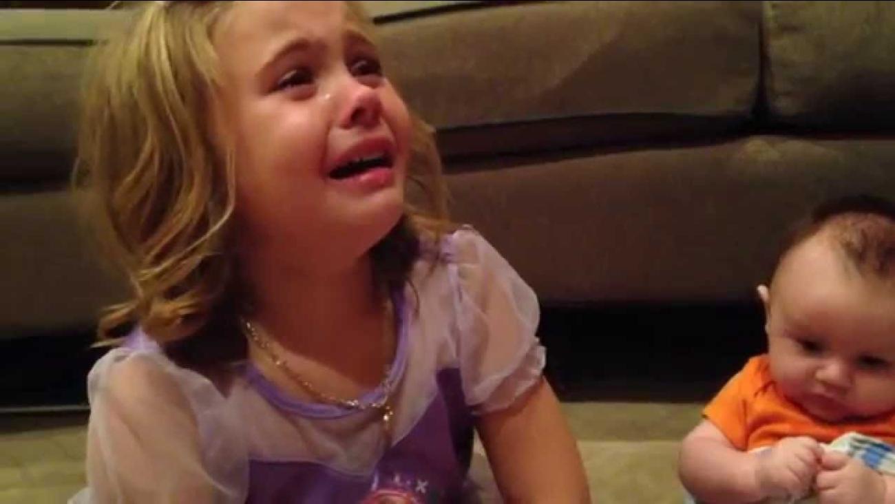 CUTE VIDEO: Girl sobs because her baby brother will grow up