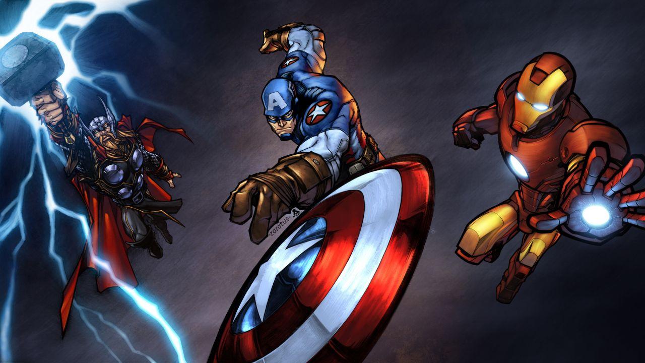 Wallpaper Thor, Captain America, Iron Man, Superheroes