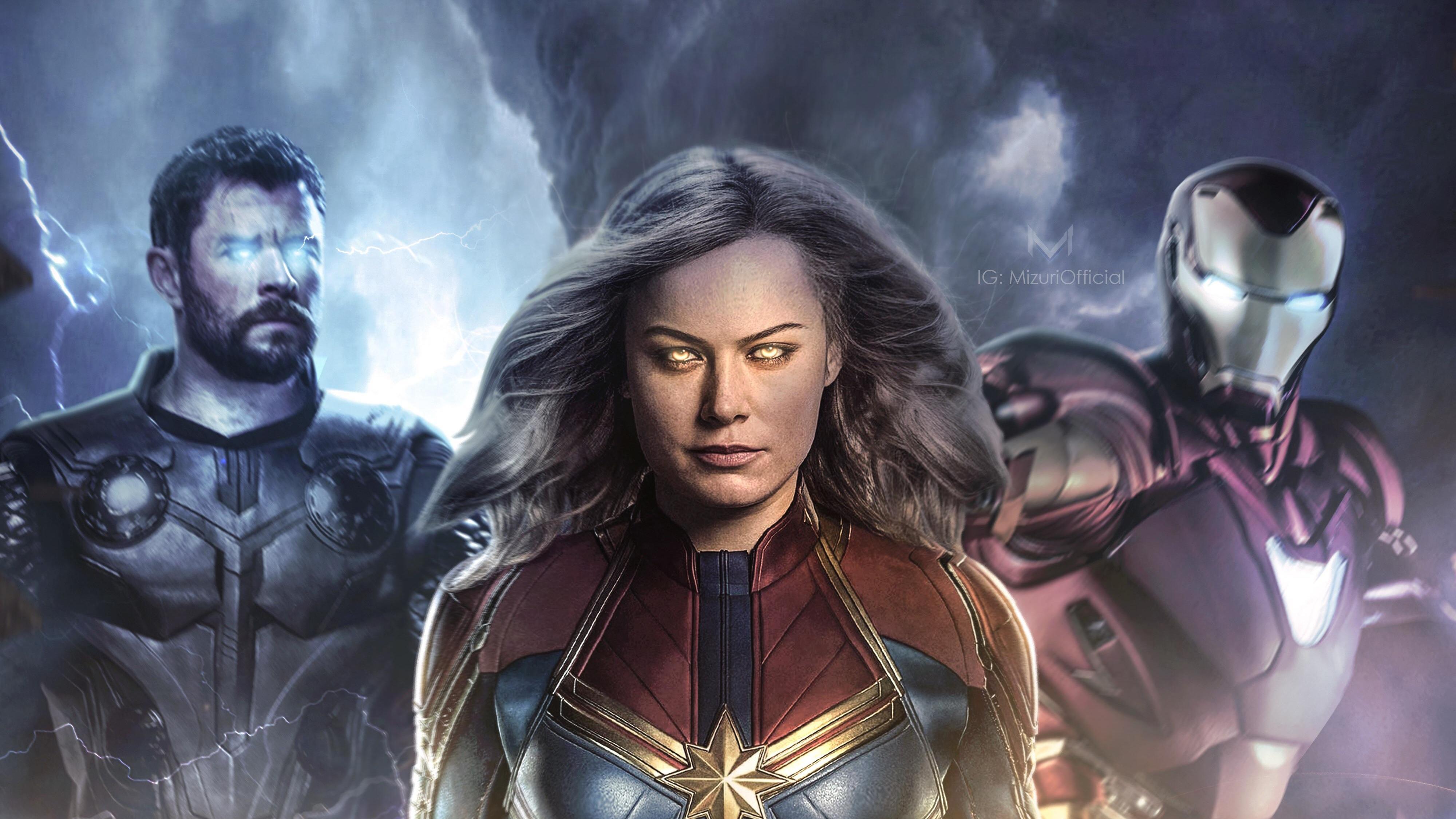 Thor, Iron Man, Captain Marvel wallpaper