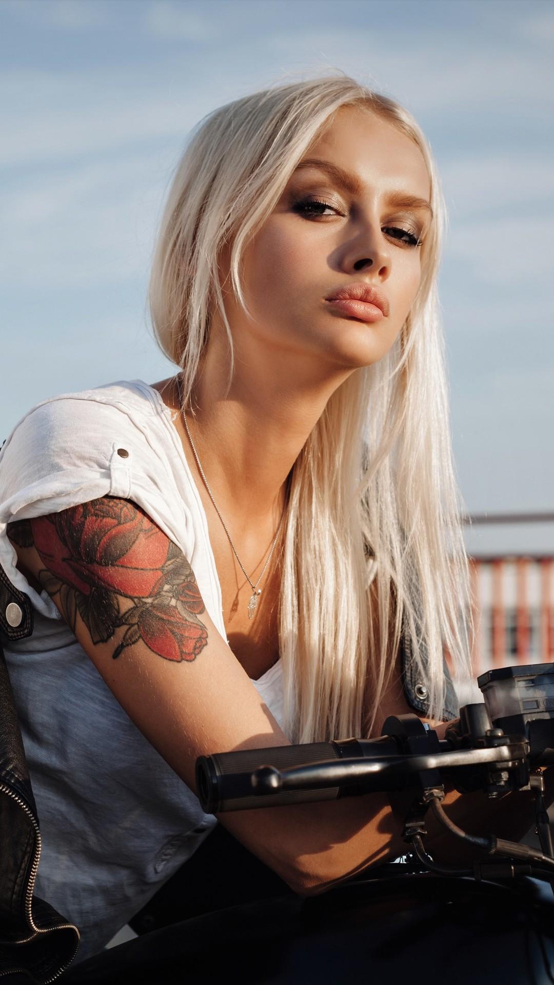 Tattoo Girl On Motorcycle 5k iPhone 6s, 6 Plus