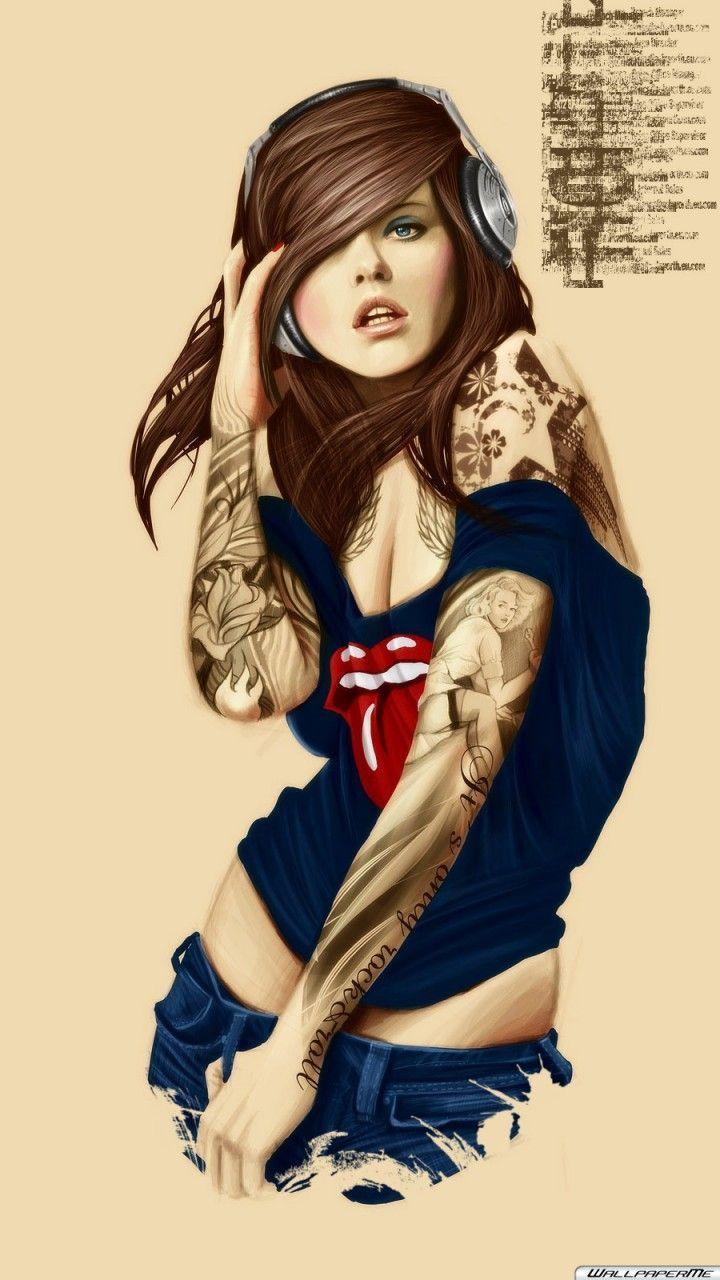 Desktop Wallpaper Tattoo Girl 720x1280 Background