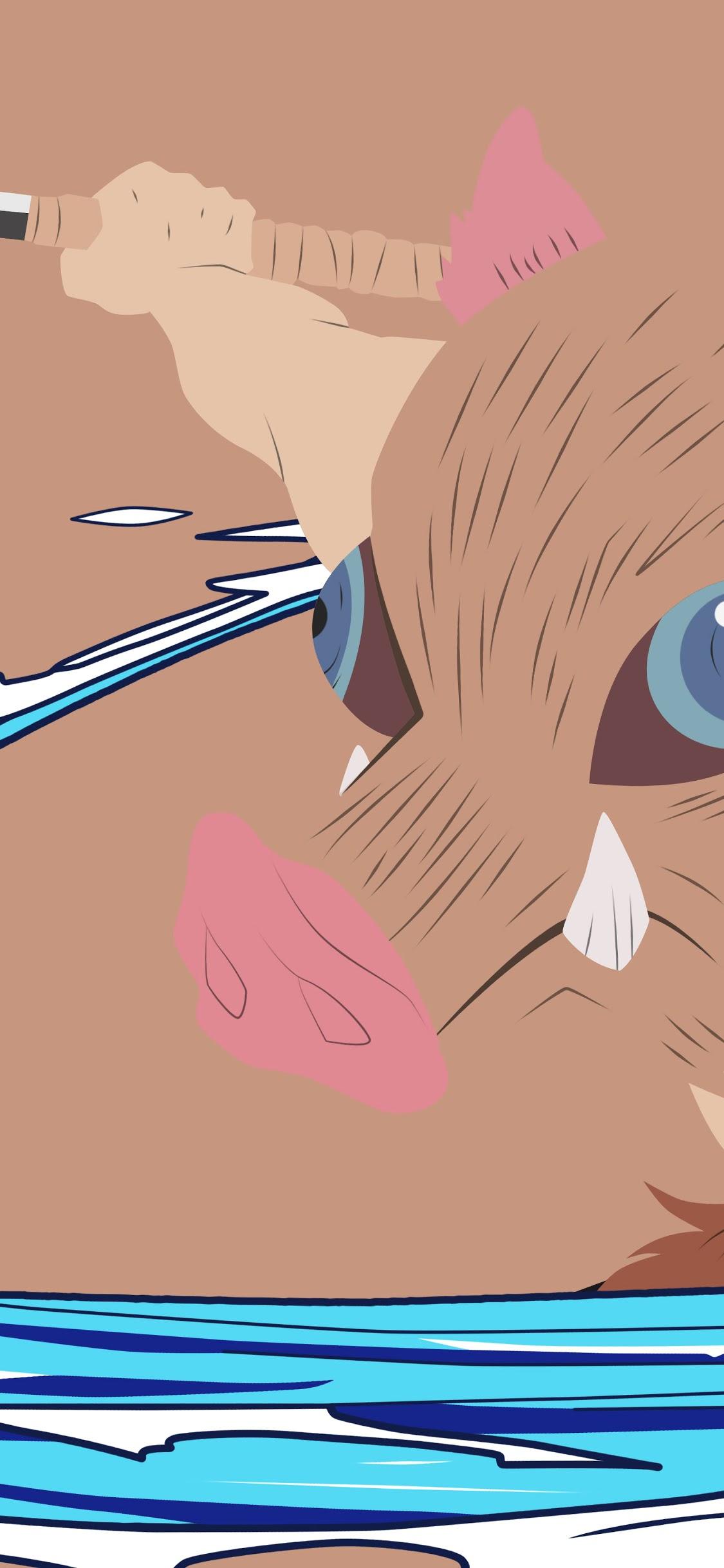 Inosuke Hashibira Kimetsu No Yaiba Minimalist 8K Wallpaper