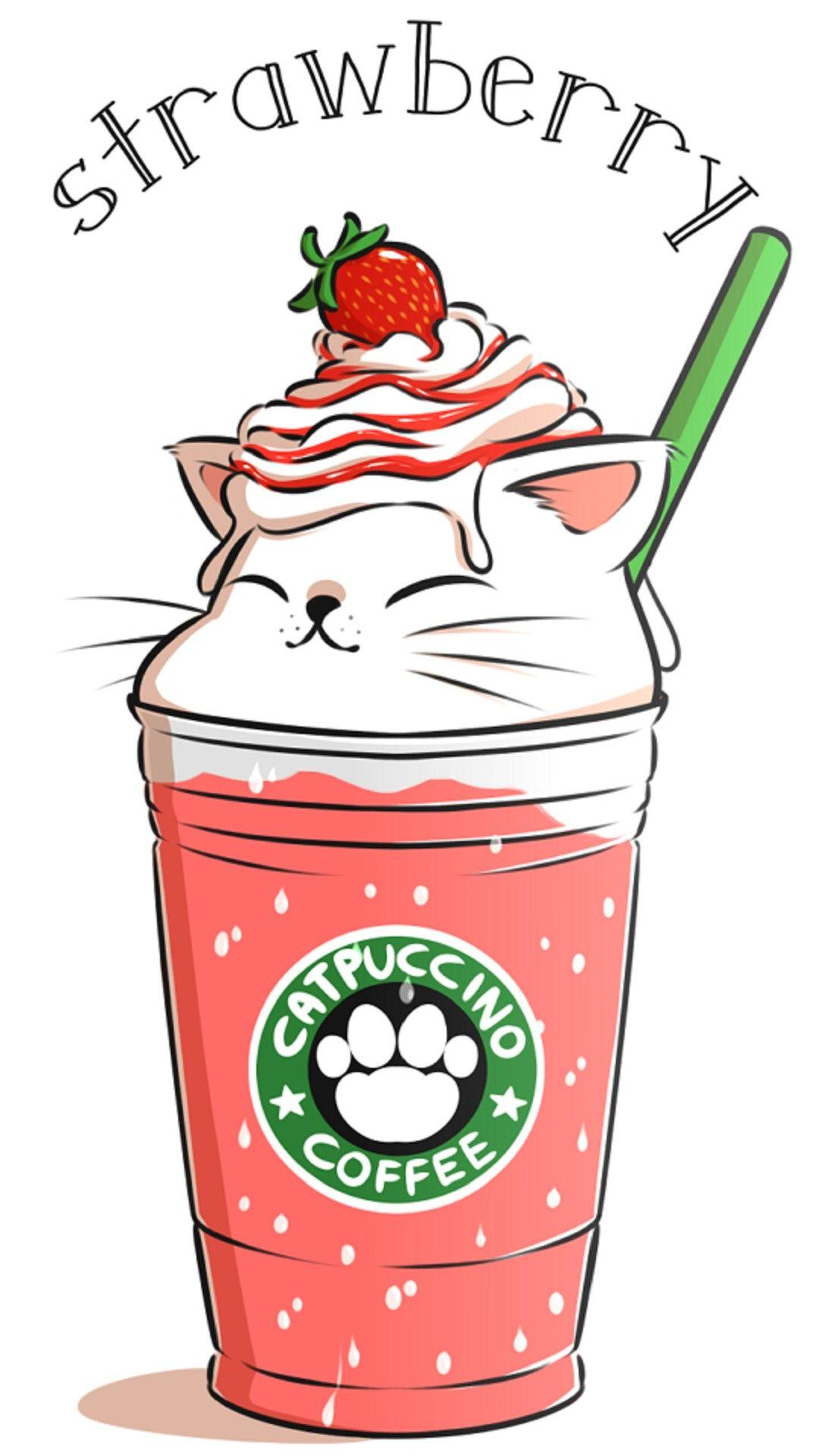 Strawberry catpuccino to see more #animal #art
