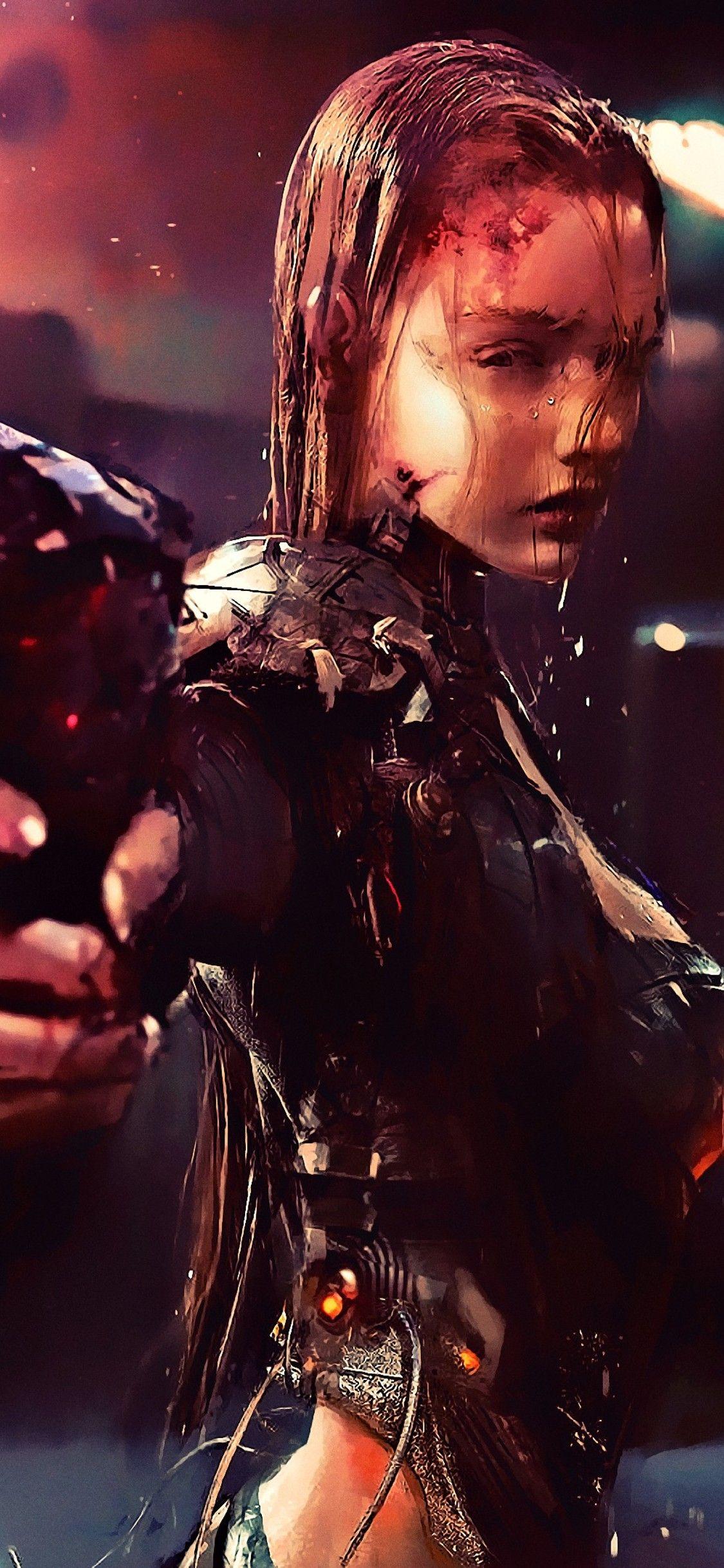 Warrior Girl Cyberpunk Futuristic Artwork iPhone X. Robotic