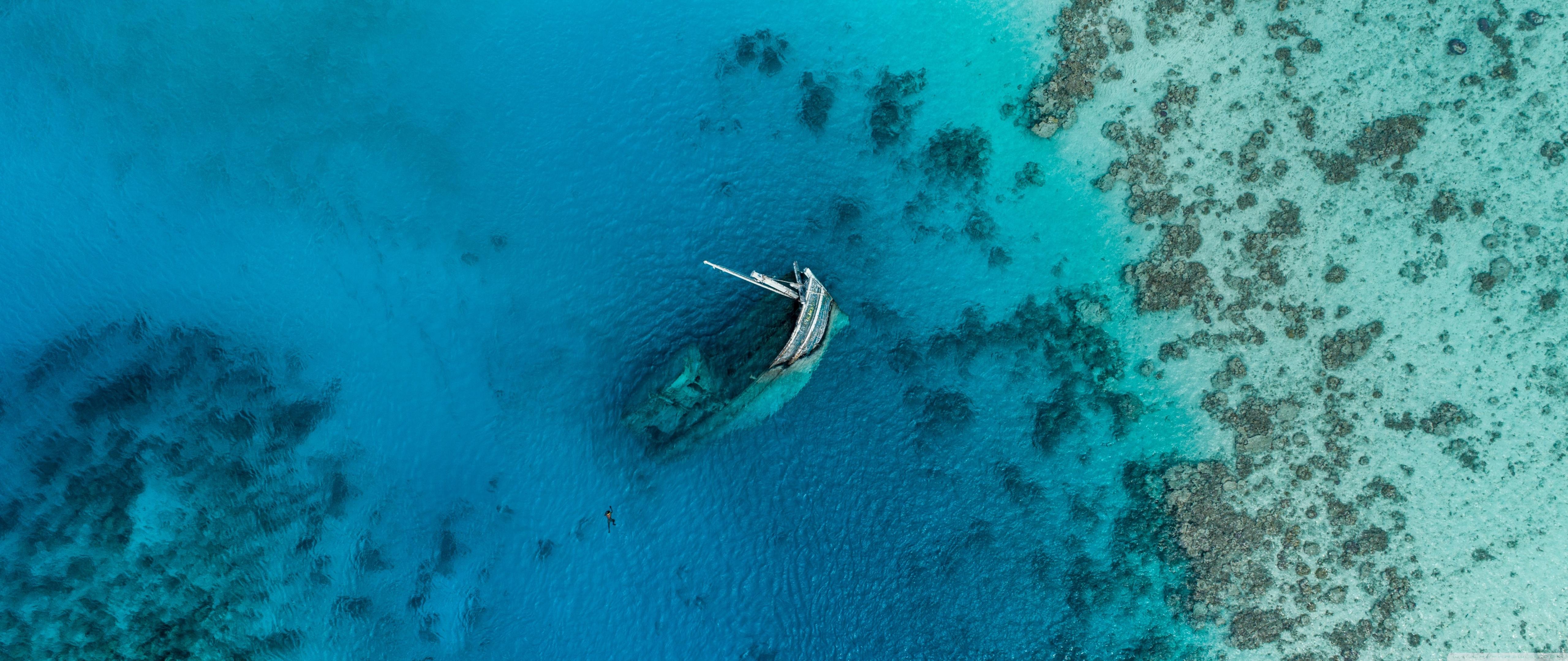 Scuba Diver, Shipwreck ❤ 4K HD Desktop Wallpaper for • Wide