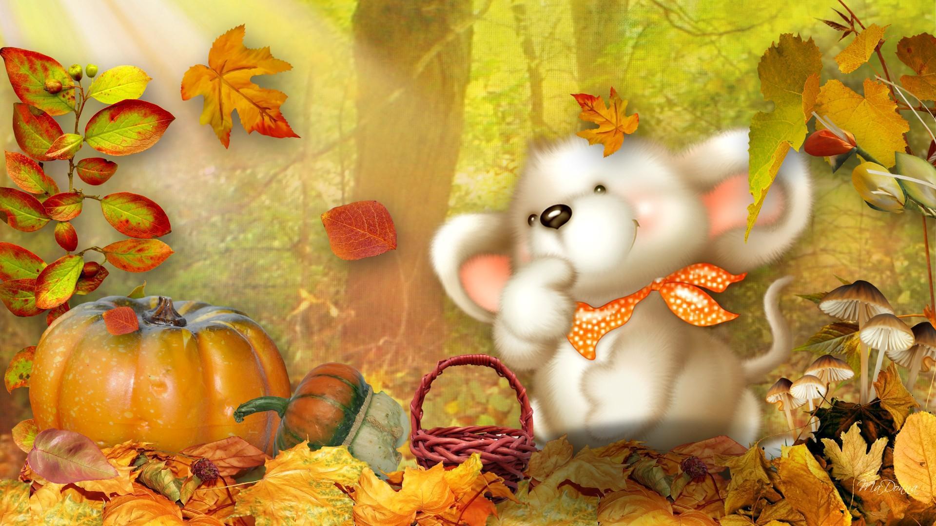 Autumn Mouse Treasures HD desktop wallpaper, Widescreen