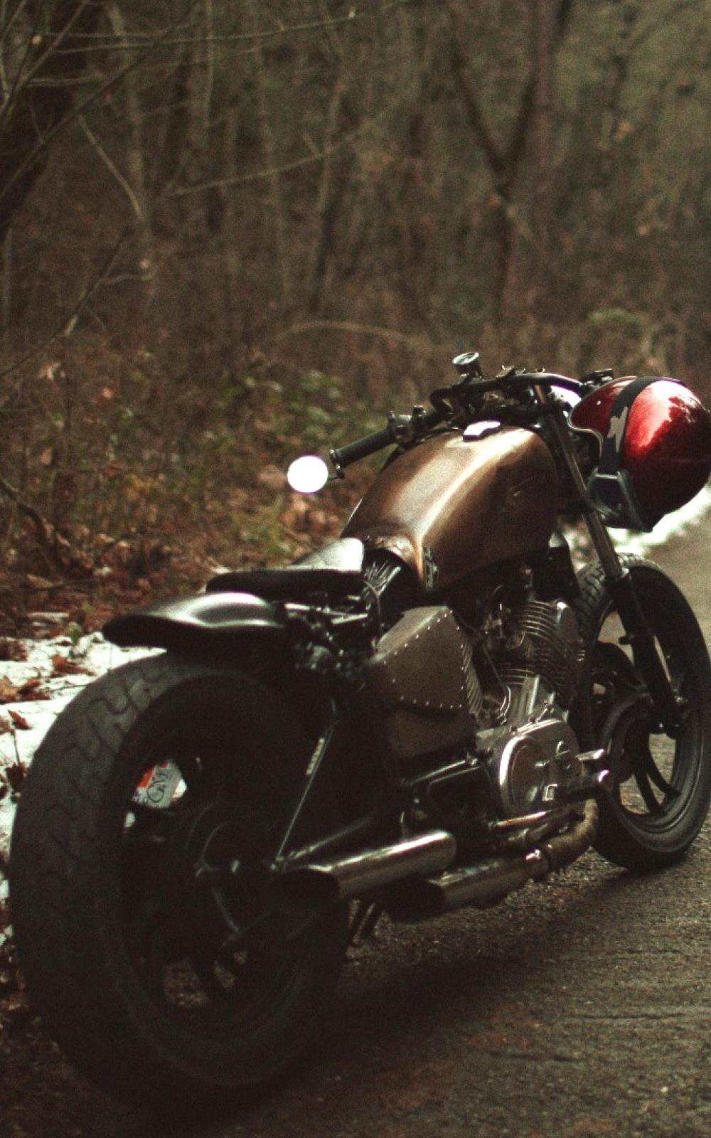 Brown Bike Spring Forest android wallpaper