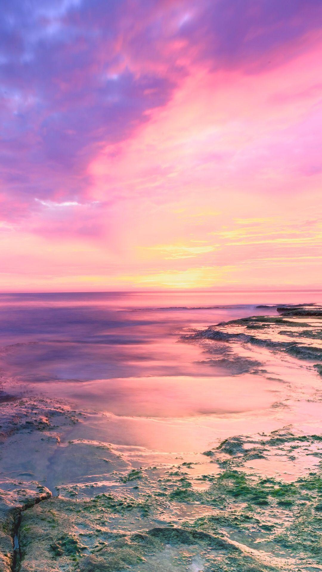 Pink Beach. Cute photo. iPhone Wallpaper. Beach sunset