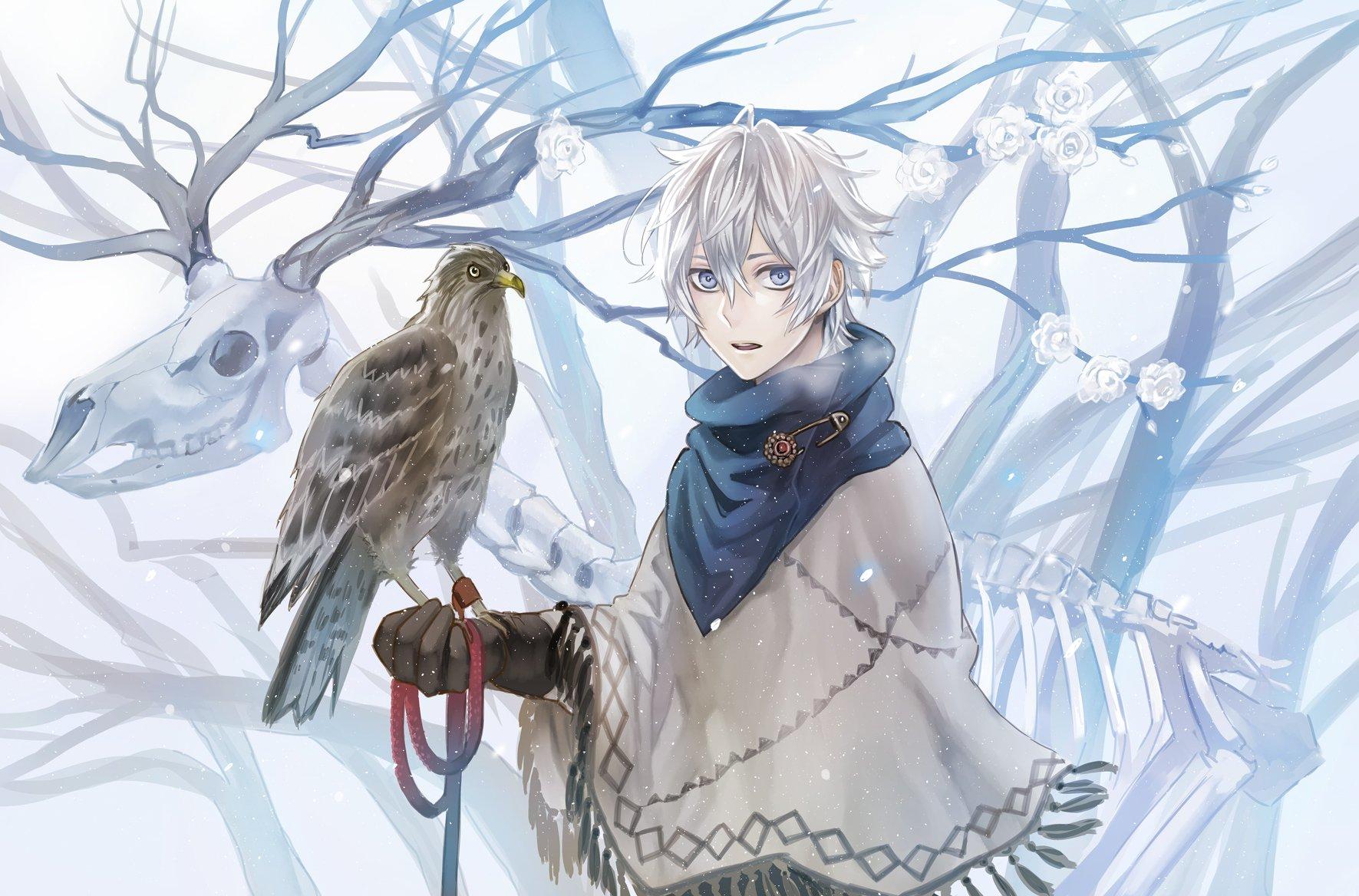 Original anime boy animal snow winter wallpaperx1168