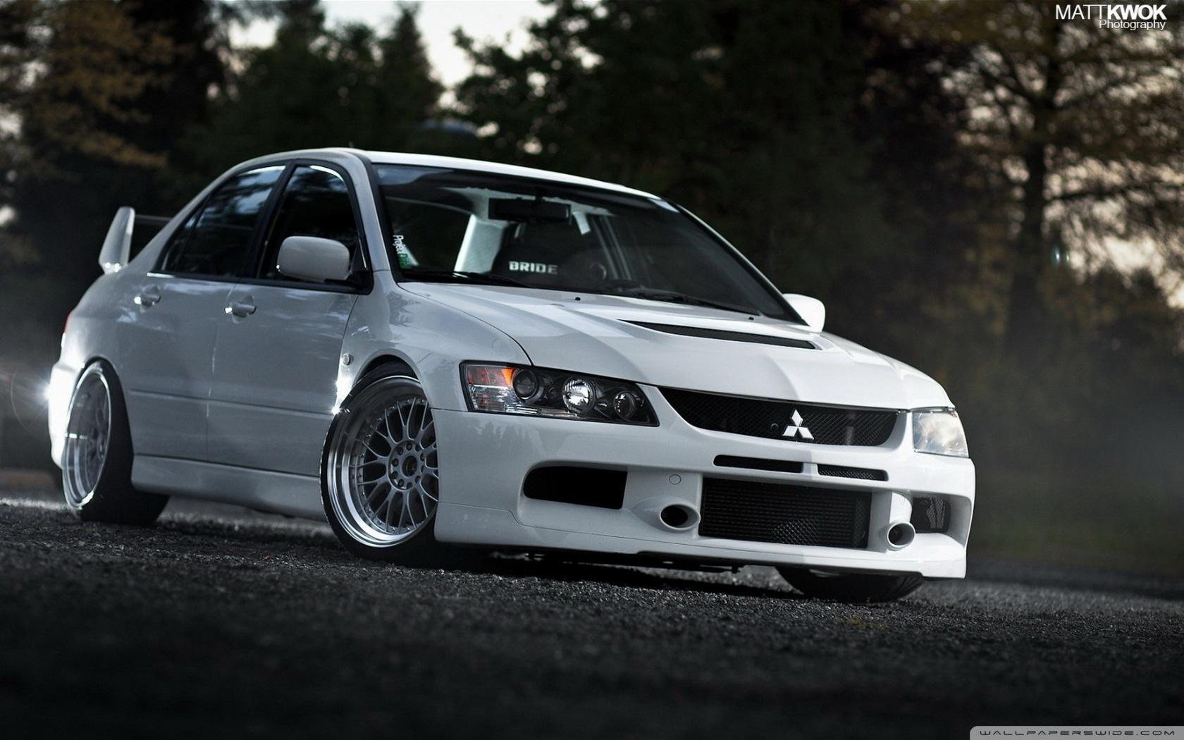 Mitsubishi Lancer Evolution White Car HD Wallpaper