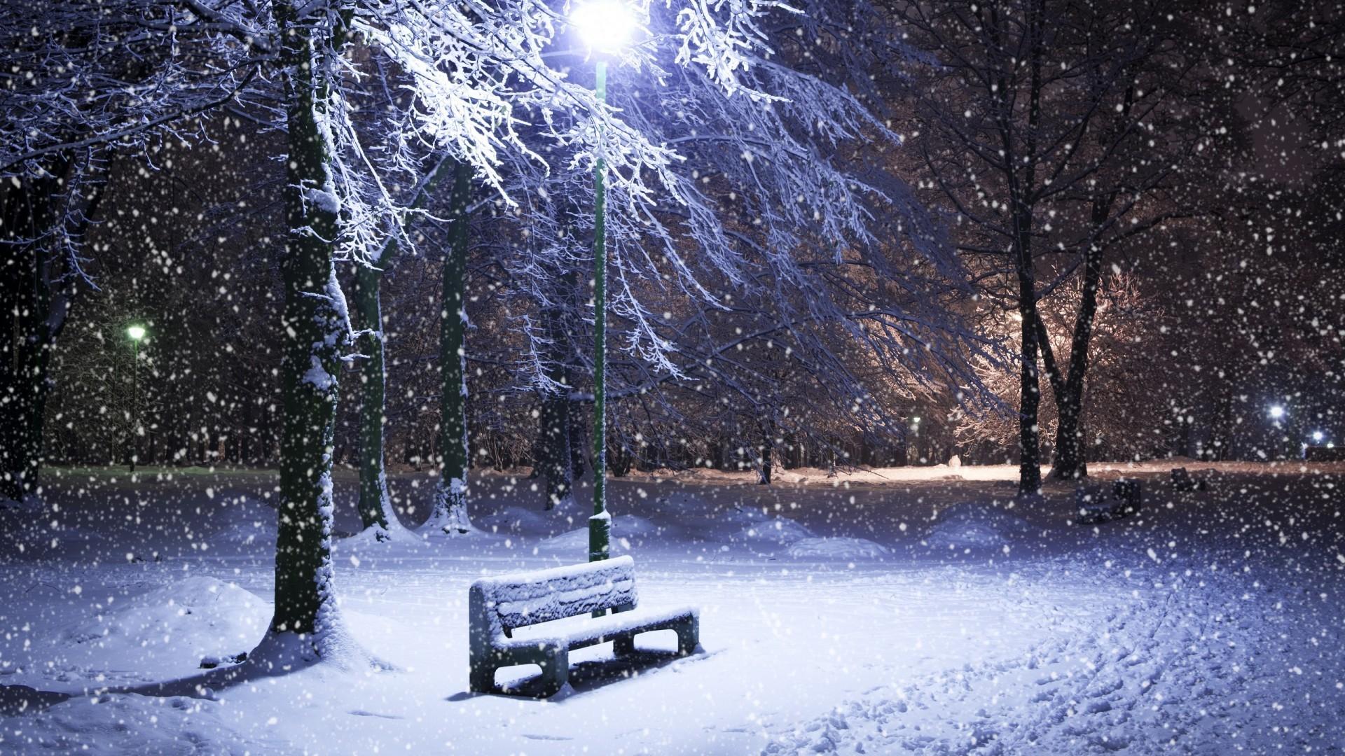 Nature Landscapes HD Wallpaper Park Bench In Snow Background