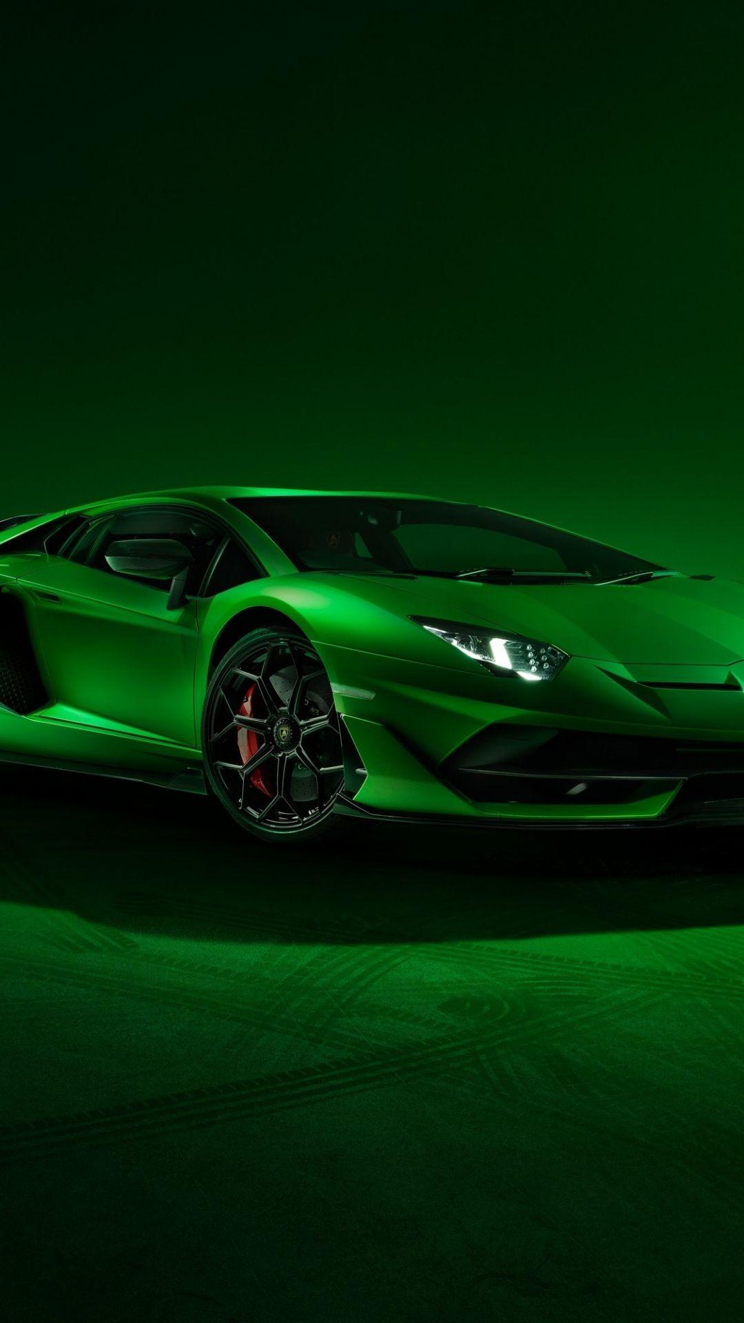 Lamborghini Aventador SVJ, sports car, green, 1080x1920