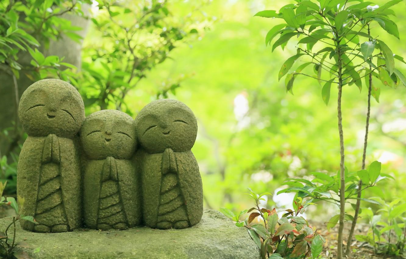 Wallpaper Japan, temple, Japan, statues, Jizo statues