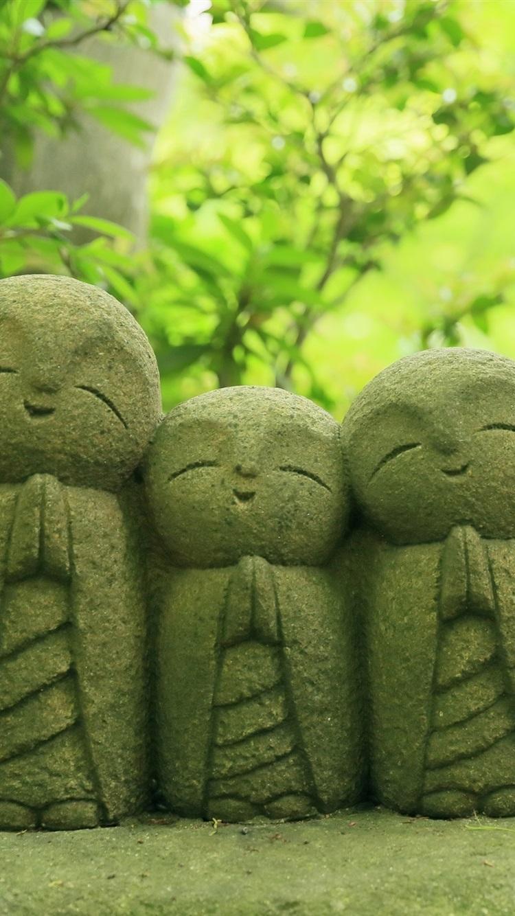Hasedera temple, Kamakura, Japan, statues, trees 750x1334