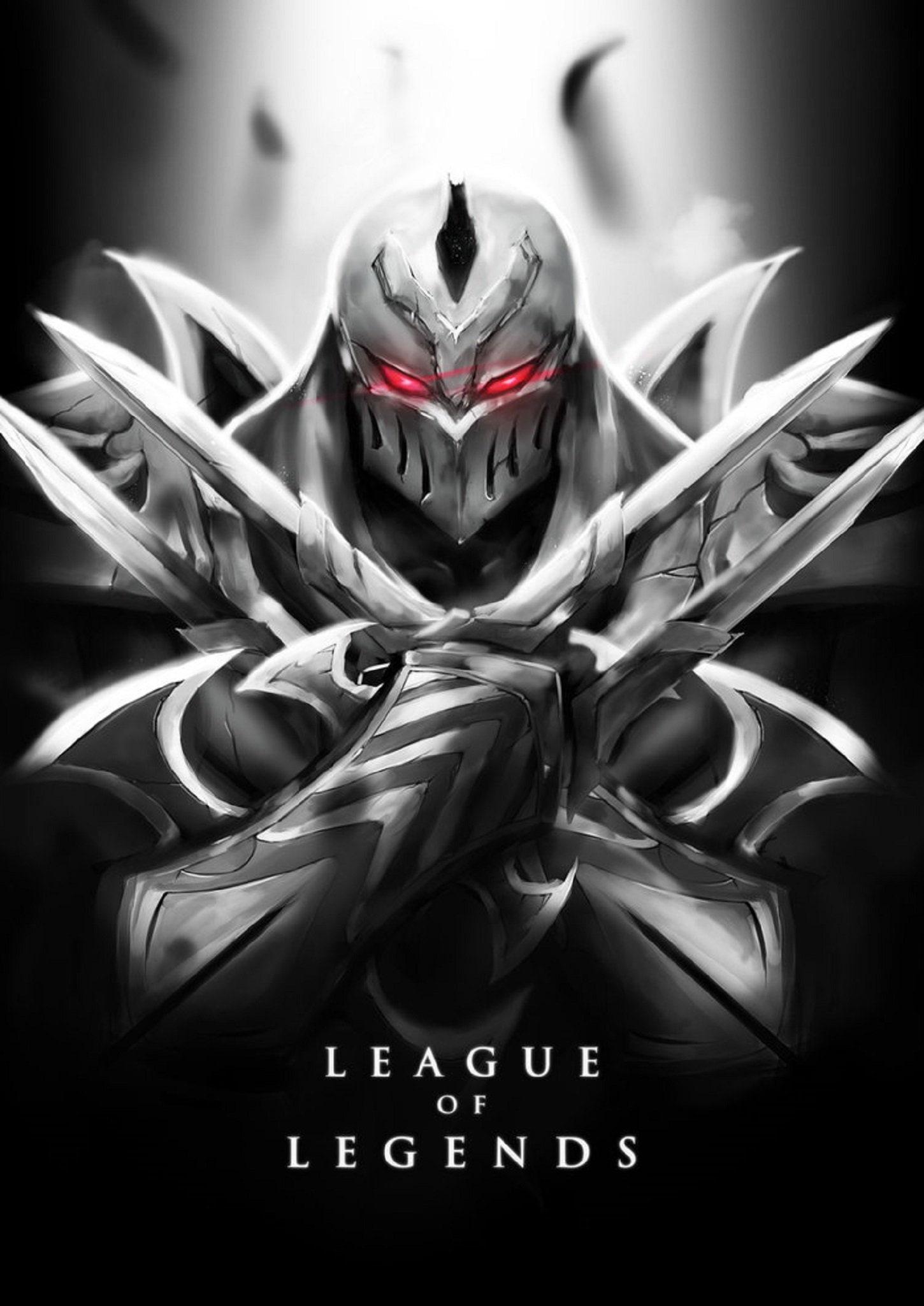League, Legends, Poster, Zed Black And White, Download