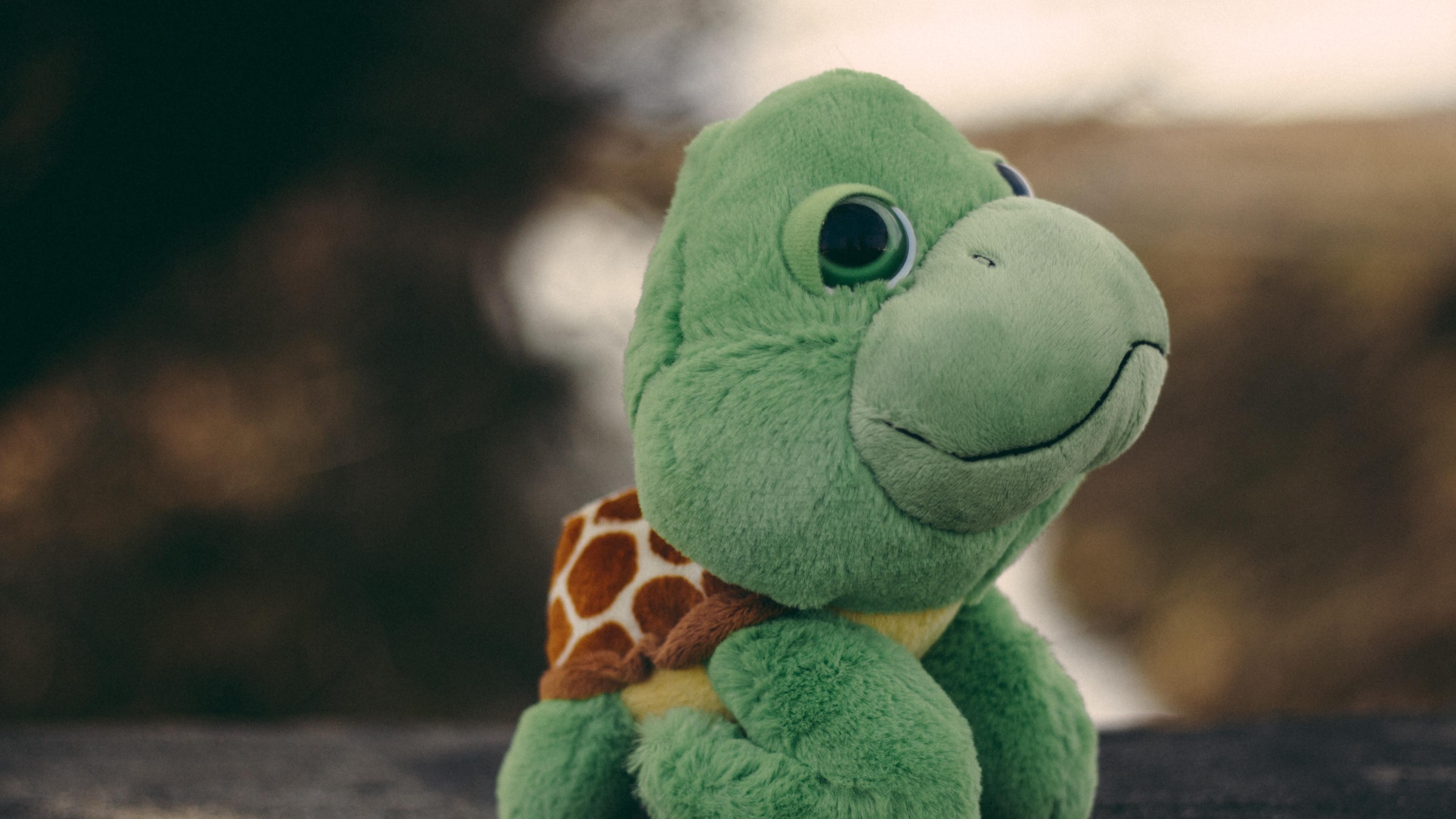 Download wallpaper 3840x2160 toy, turtle, plush 4k uhd 16:9