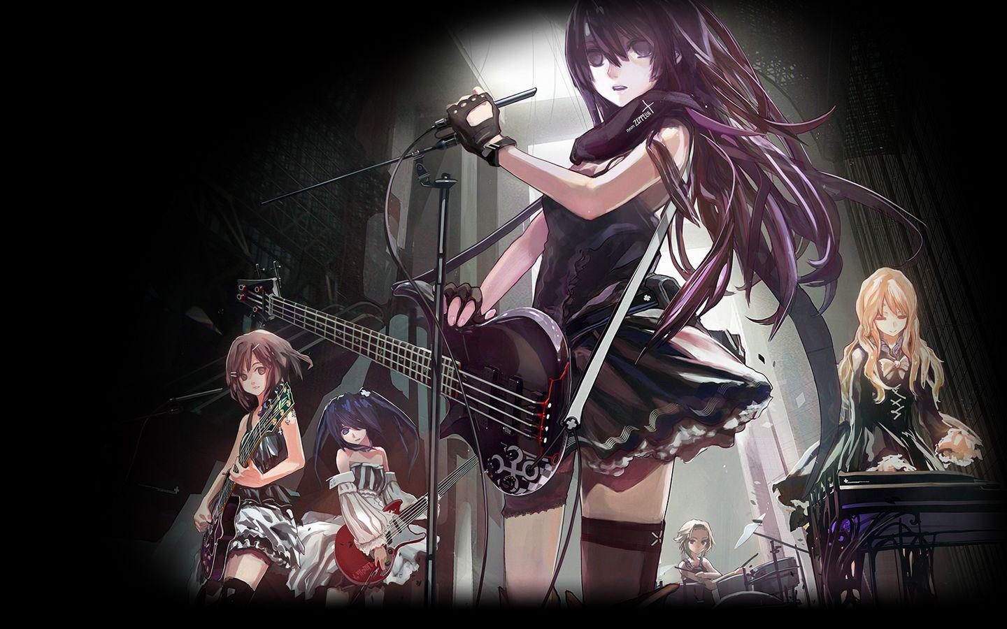 Anime Girl with Guitar Wallpaper