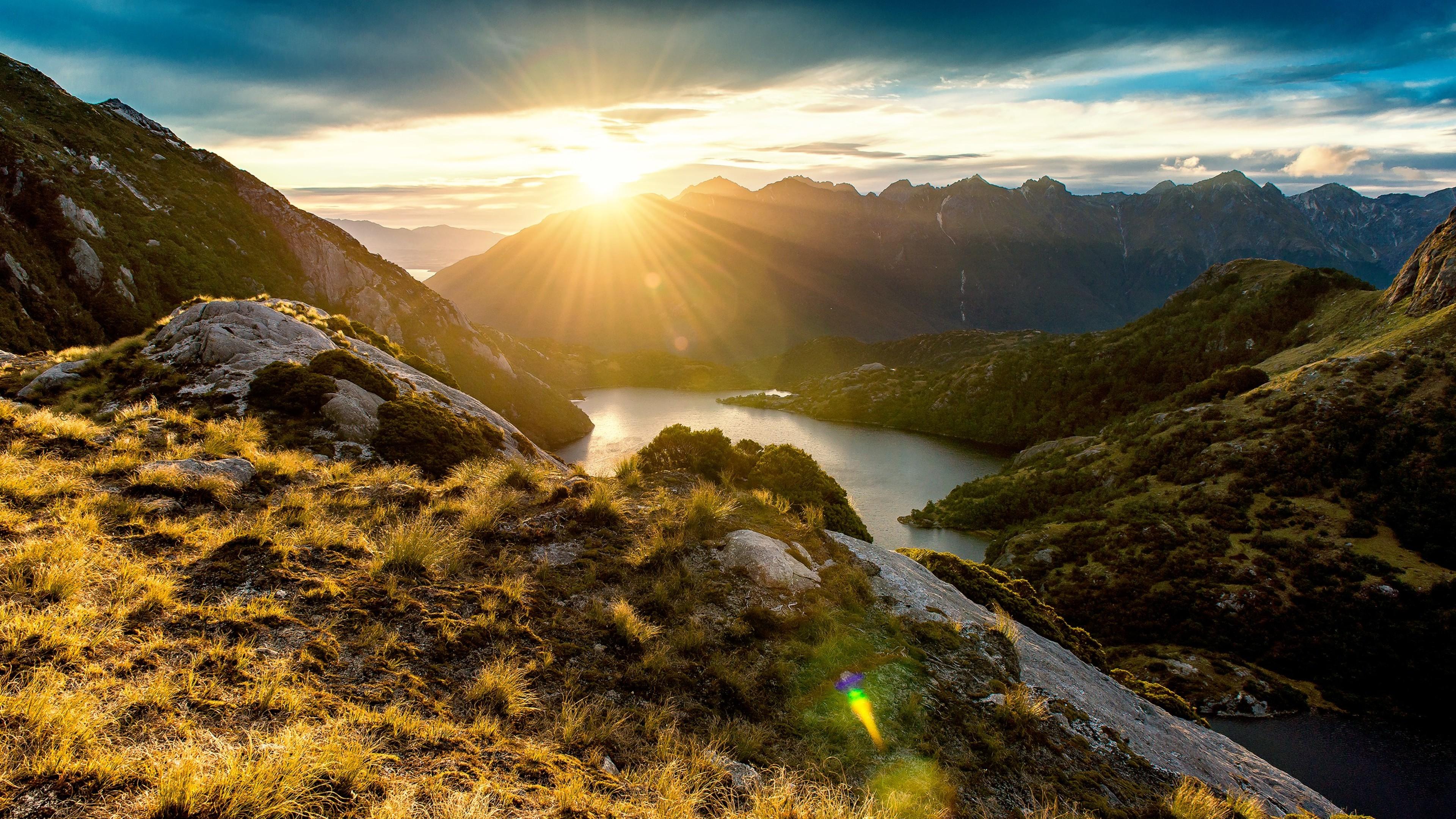 Fiordland Mountain Sunrise 4k HD 4k Wallpaper