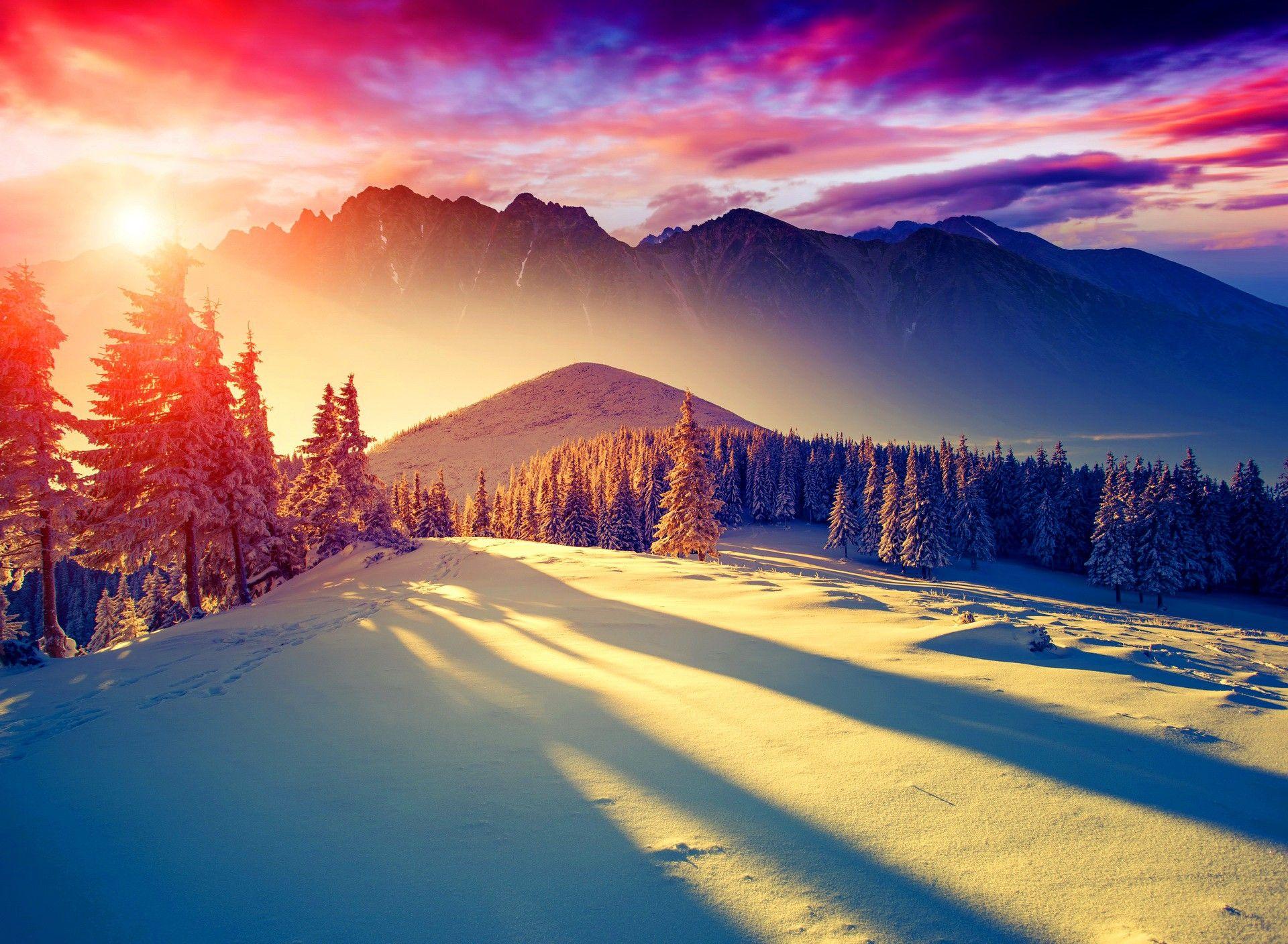 Winter Mountain Sunrise Wallpaper at