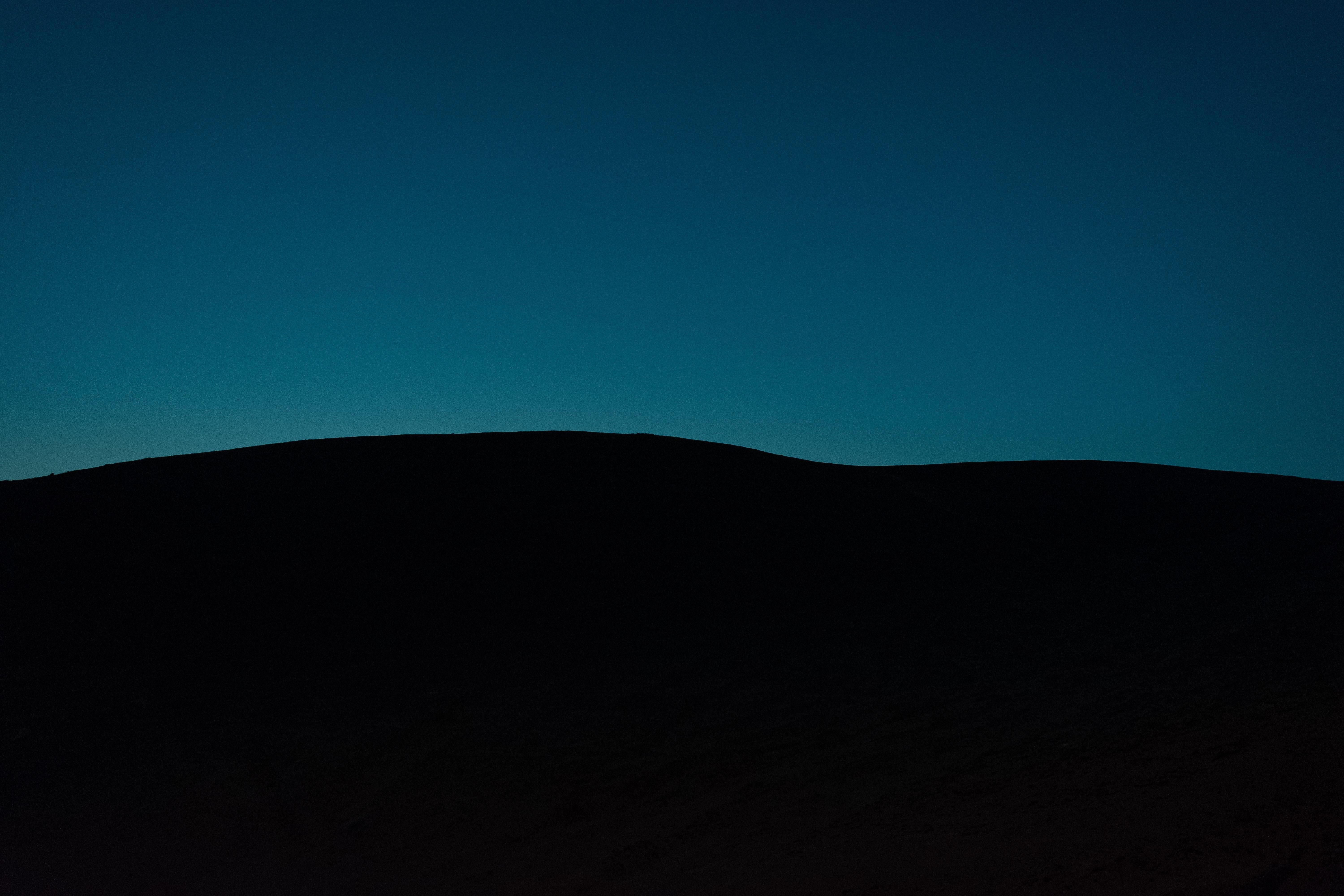 wallpaper hill, night, horizon, dark, minimalism HD