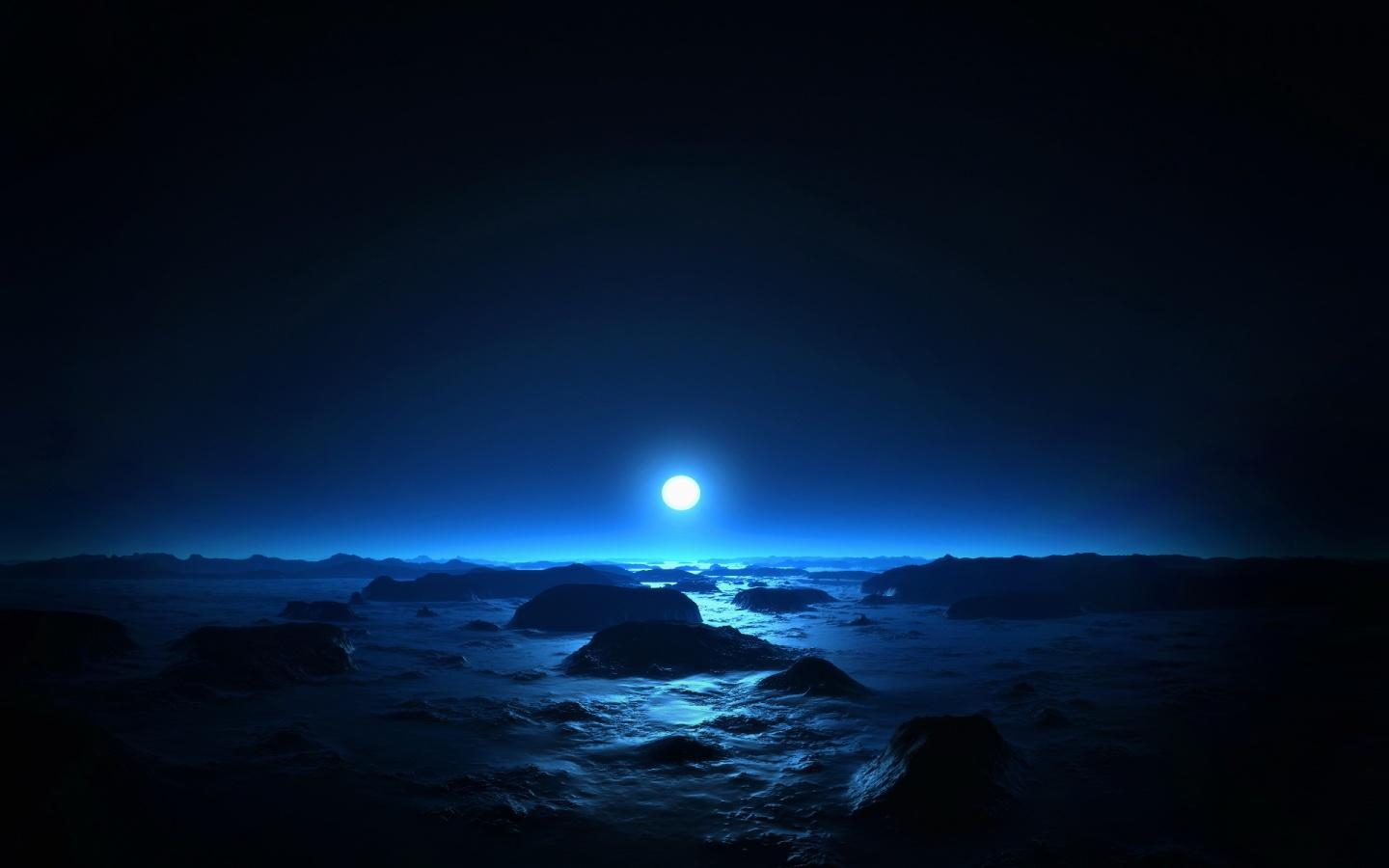 Download wallpaper: moon on horizon, night, light, download