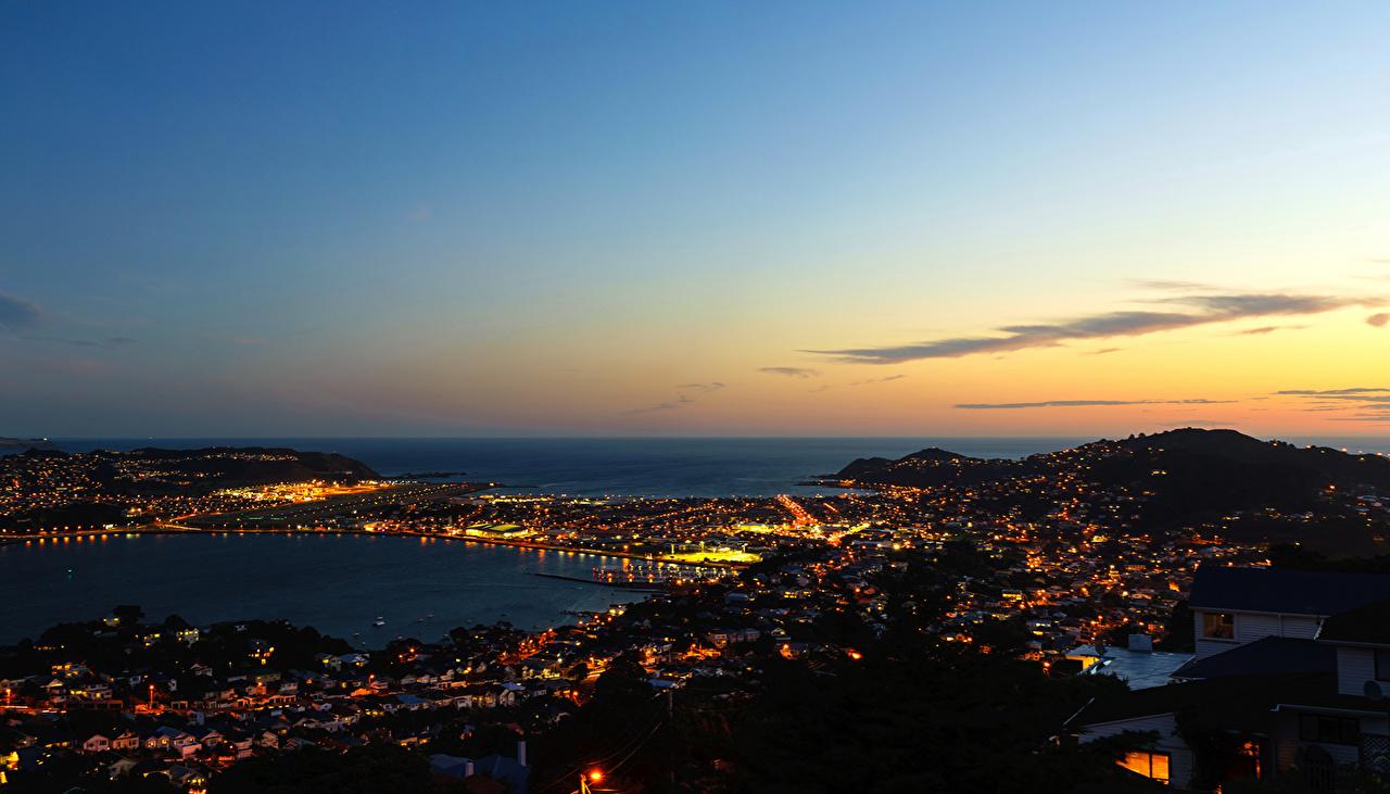 Photo New Zealand Wellington Sky river Night Horizon Cities