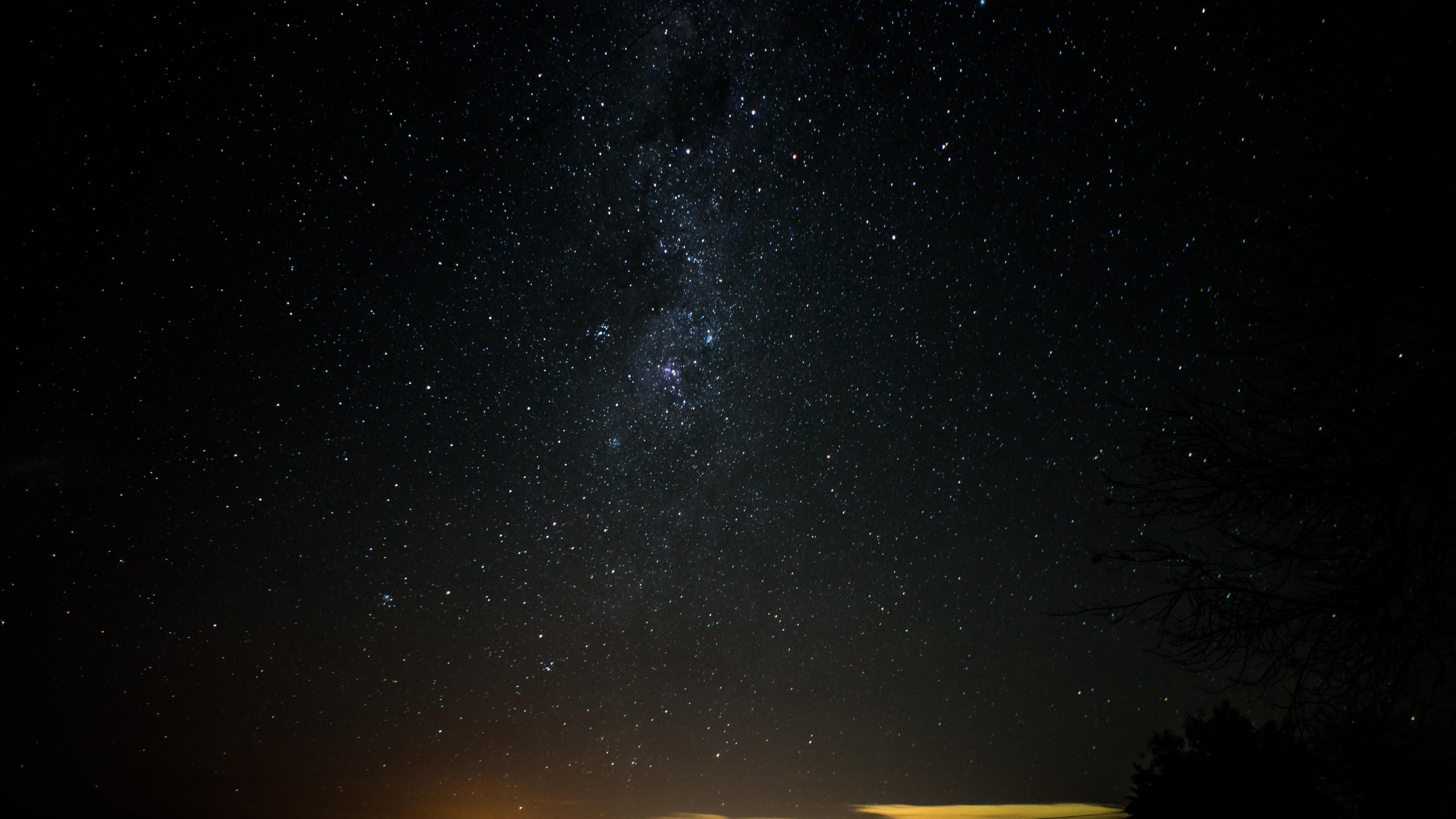 wallpaper starry sky, night, horizon, shine, night landscape