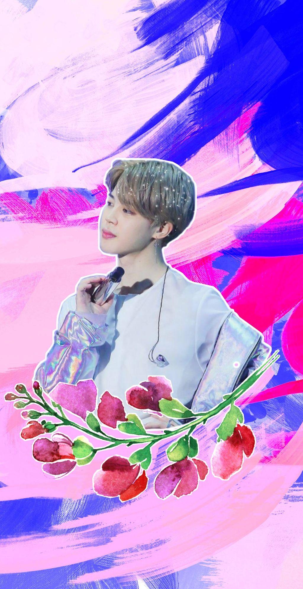 freetoedit edit cute jimin bts flower kpop wallpaper