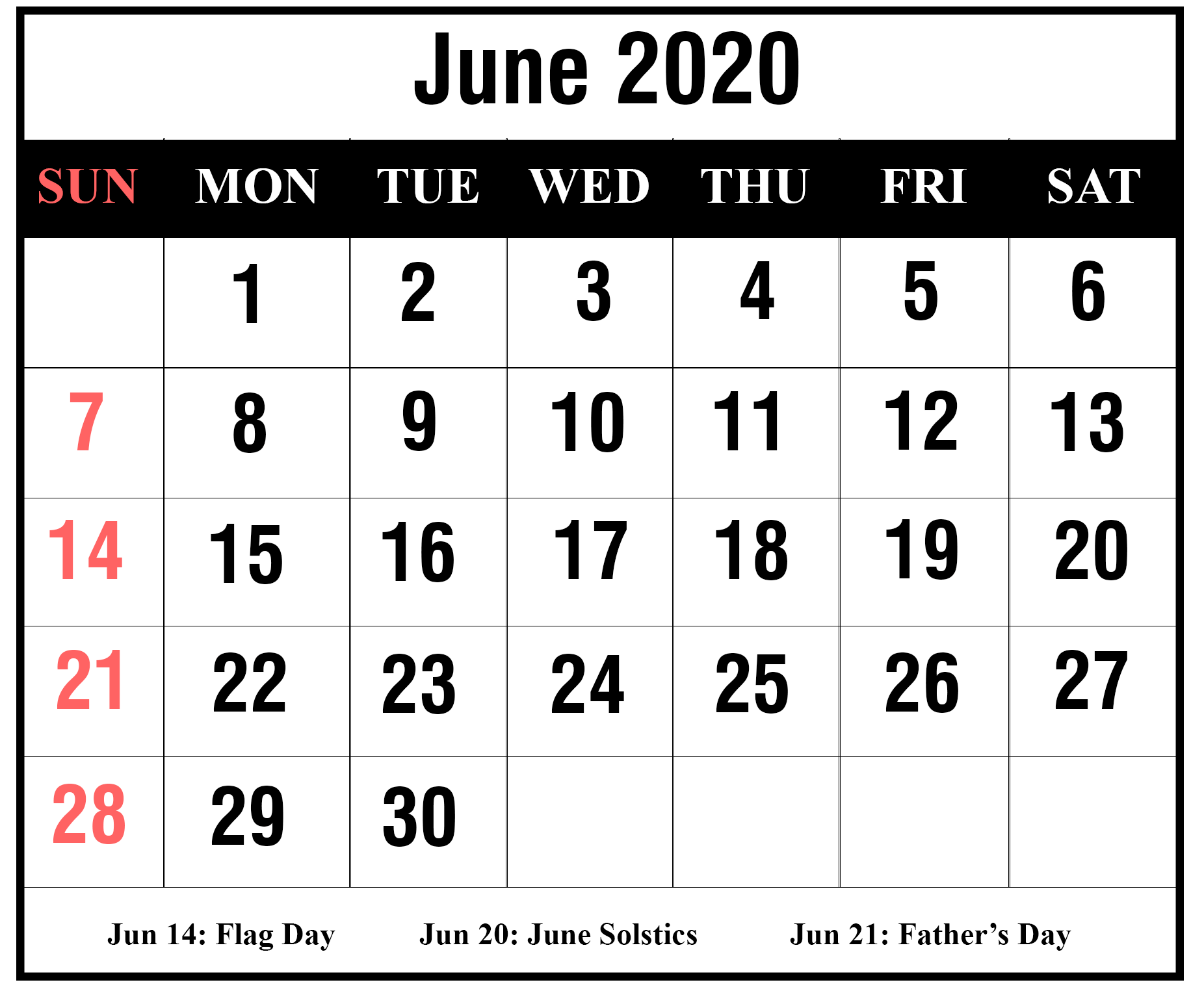 June 2020 Calendar Wallpaper Free June 2020 Calendar