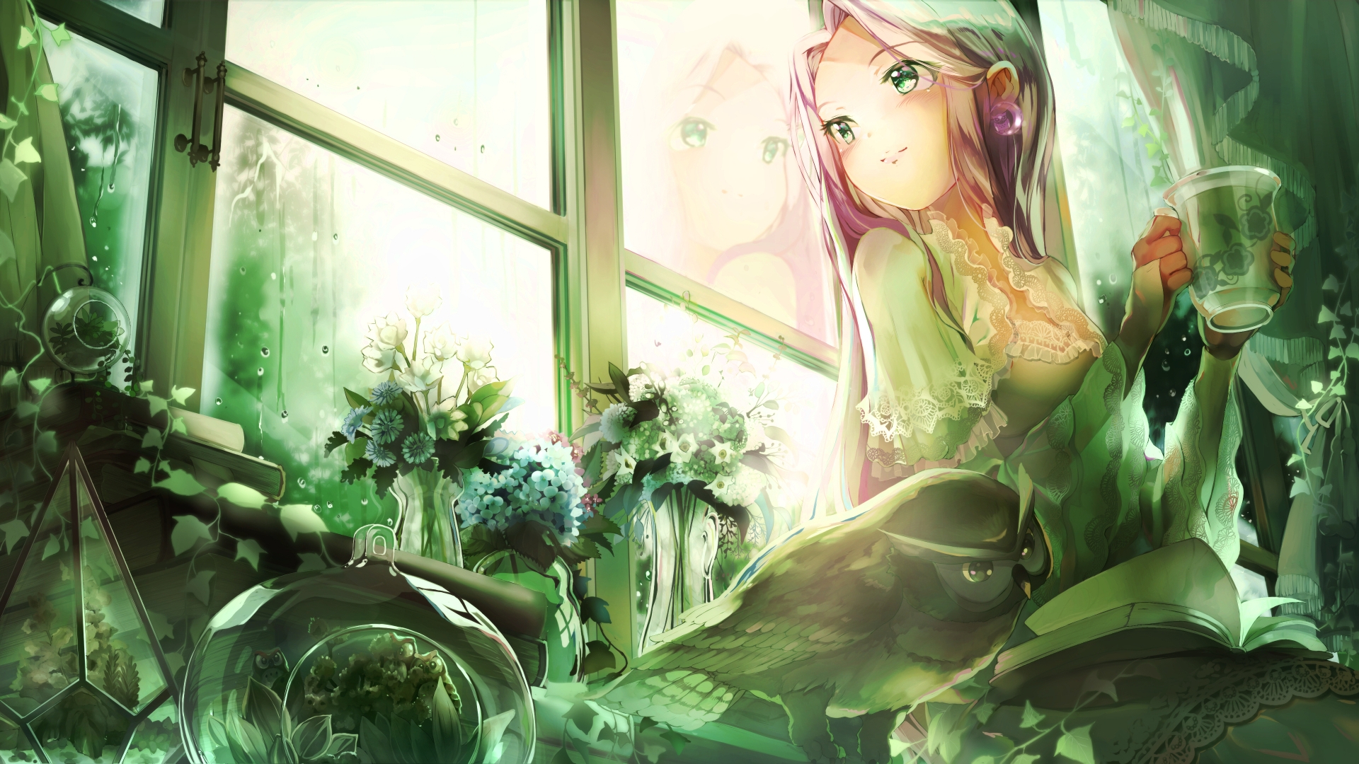 Download 1920x1080 Anime Girl, Looking Away, Polychromatic