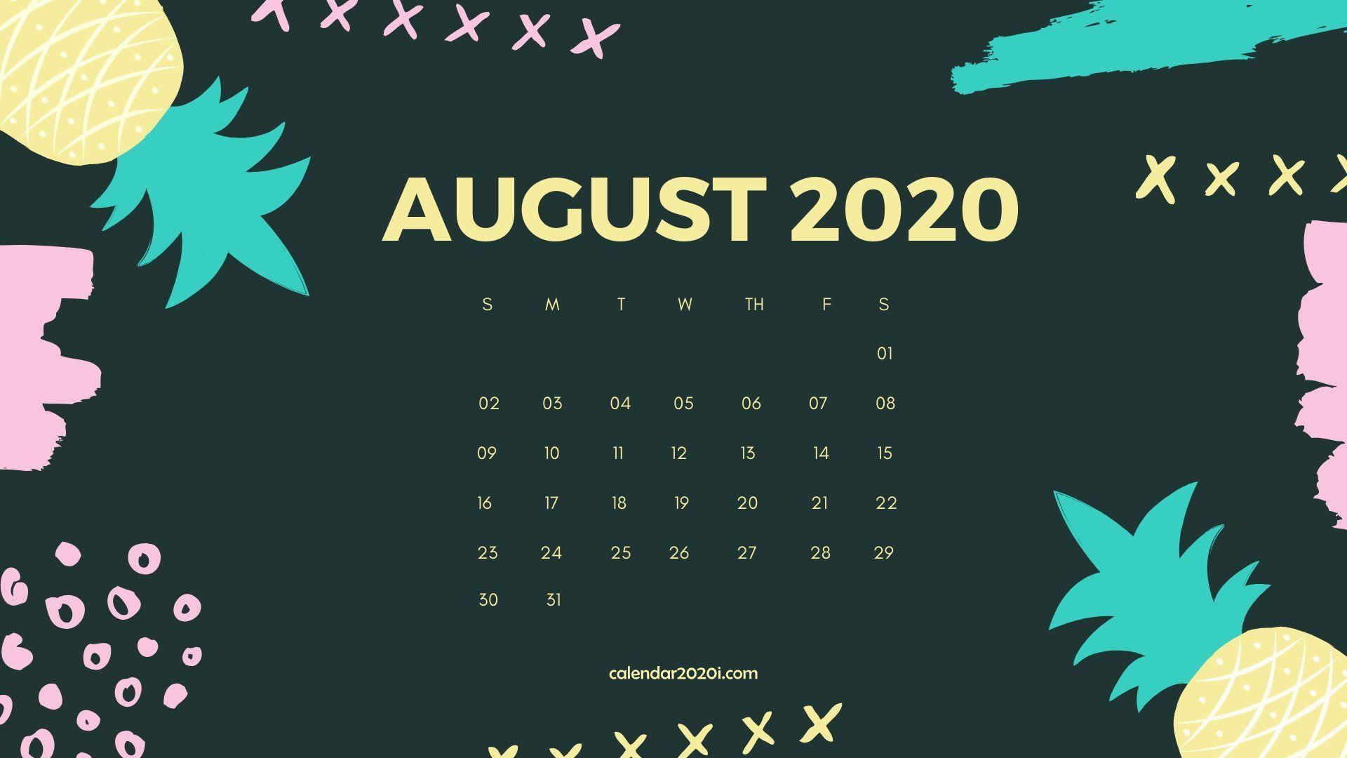 August 2020 Calendar Desktop Wallpaper. Calendar