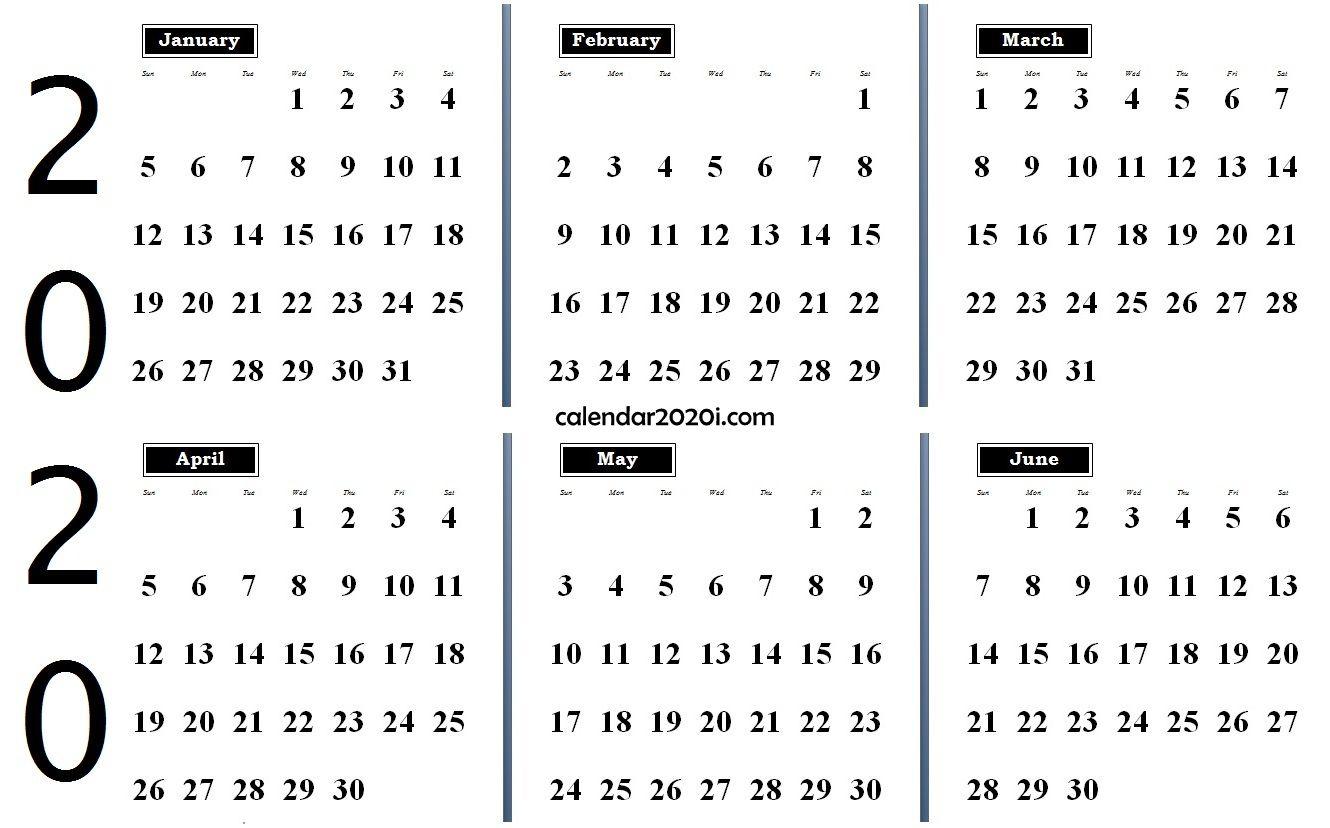 6 Months Calendar from January to June Calendars