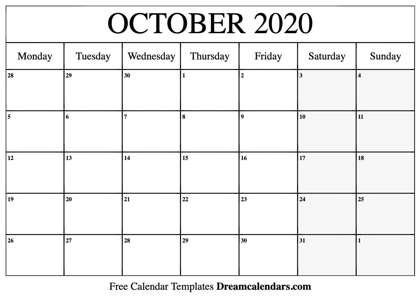 October 2020 Calendar Wallpaper Free October 2020