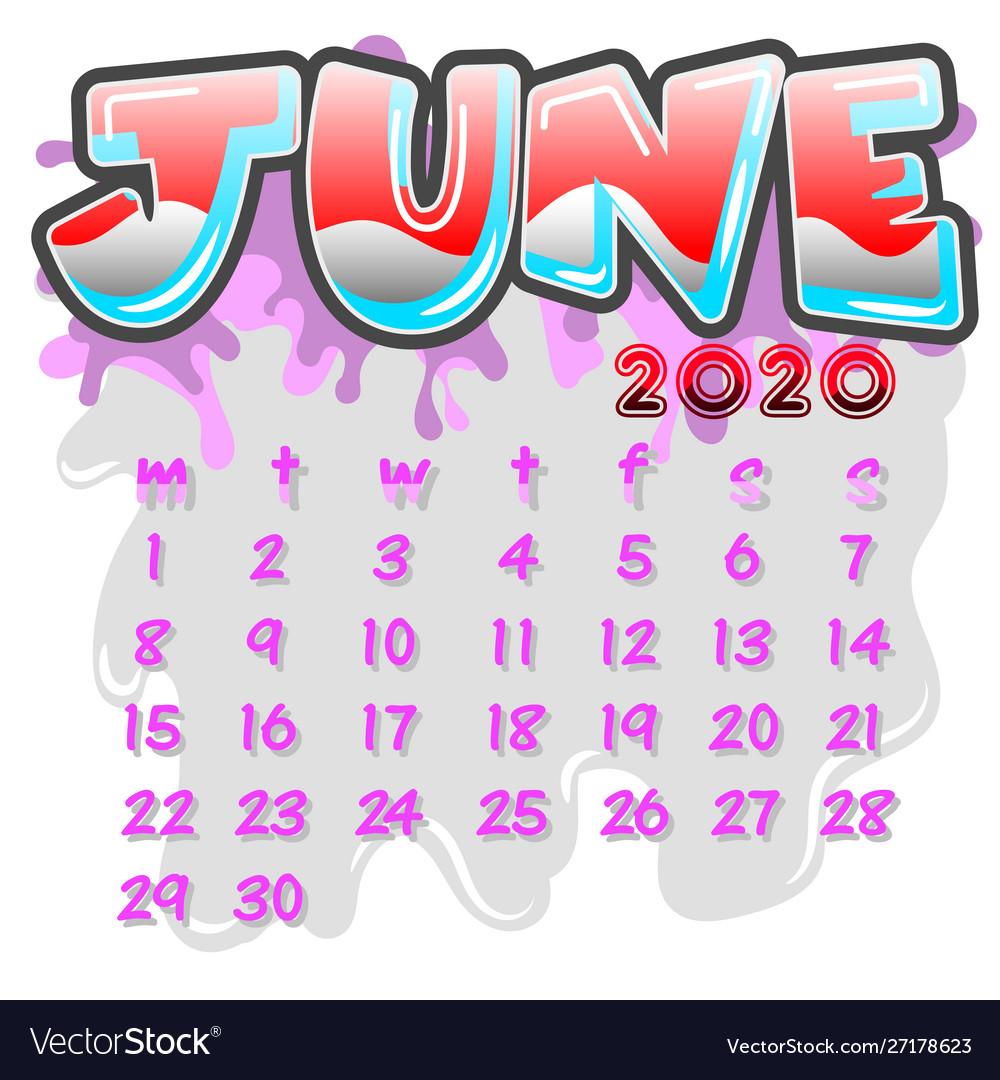 June 2020 month calendar