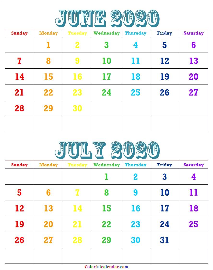 Cute June July 2020 Calendar Wallpaper. Free 2020 Calendar
