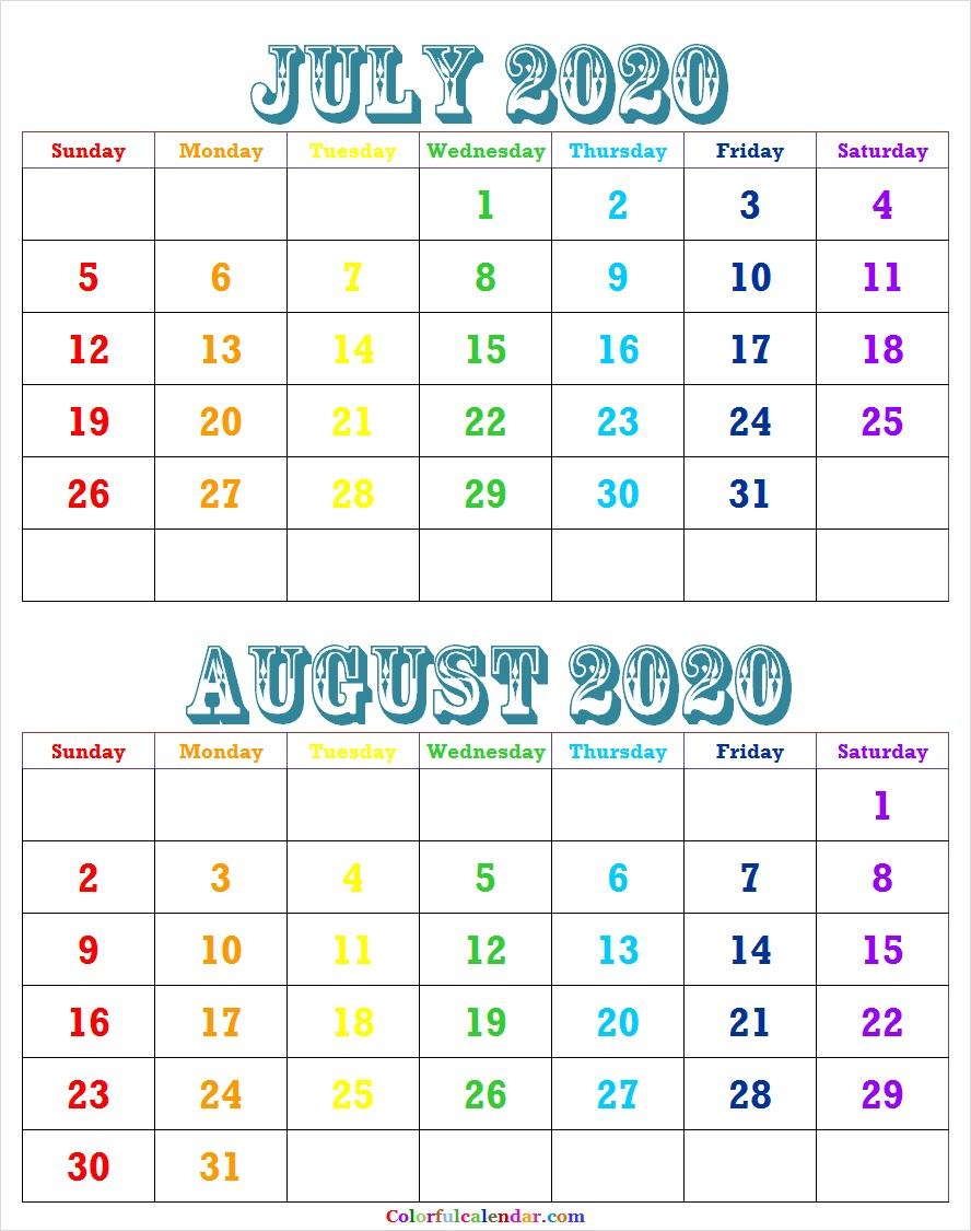 Cute July August 2020 Calendar Wallpaper. Free 2020 Calendar