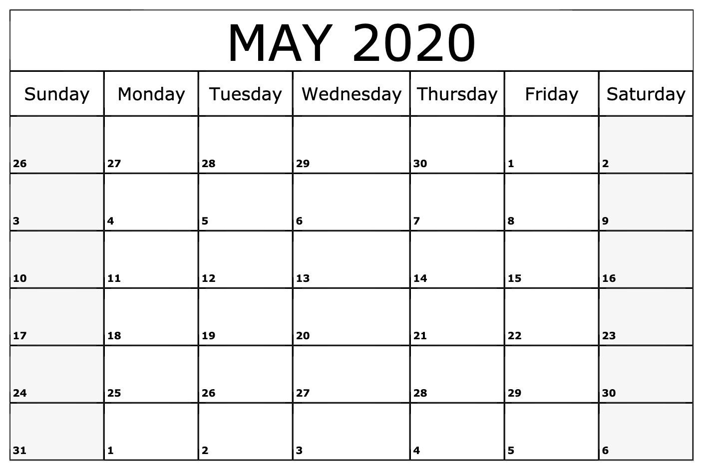 Awesome May 2020 Calendar PDF, Word, Excel Template