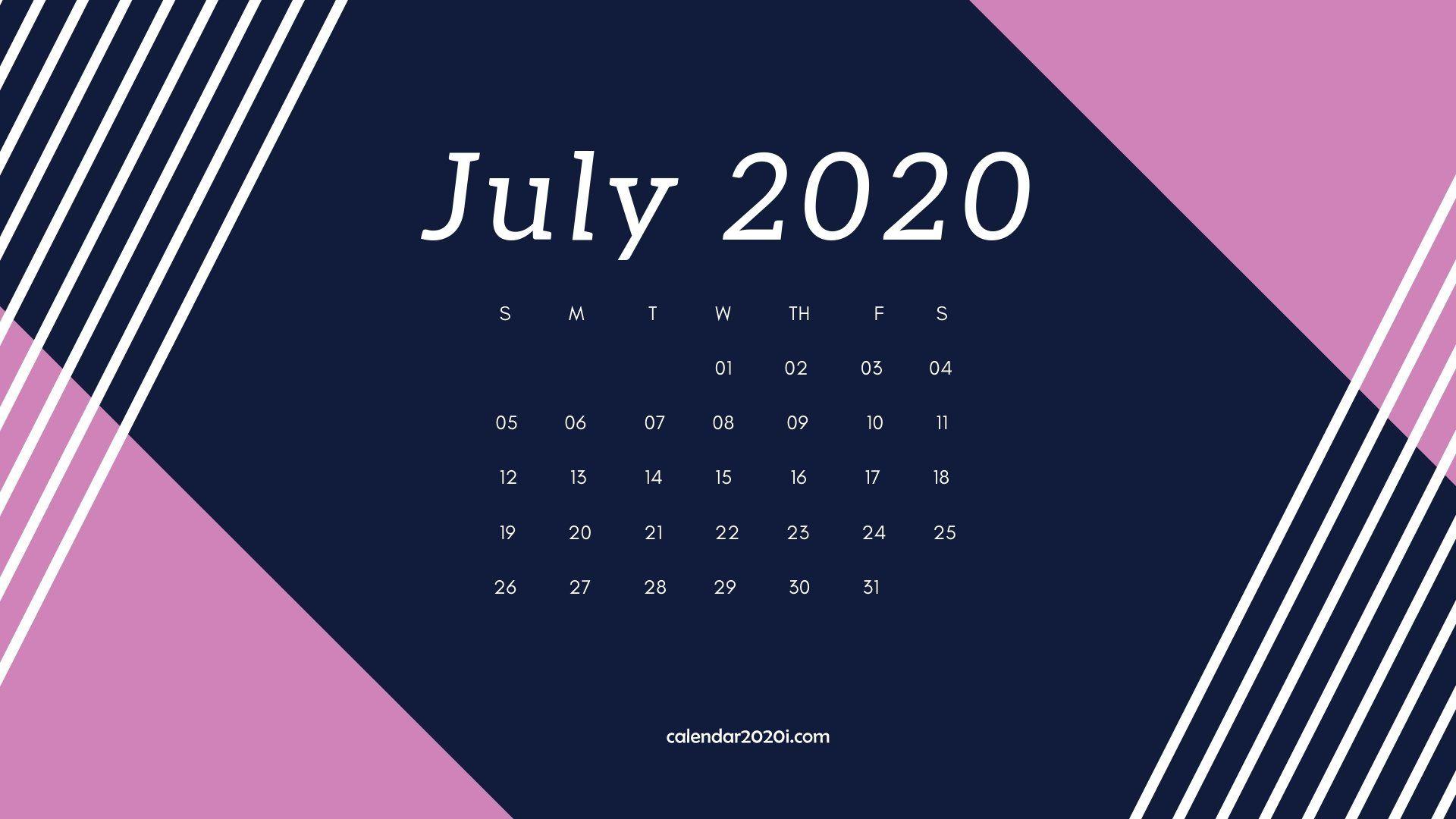 July 2020 Calendar Desktop Wallpaper Calendars
